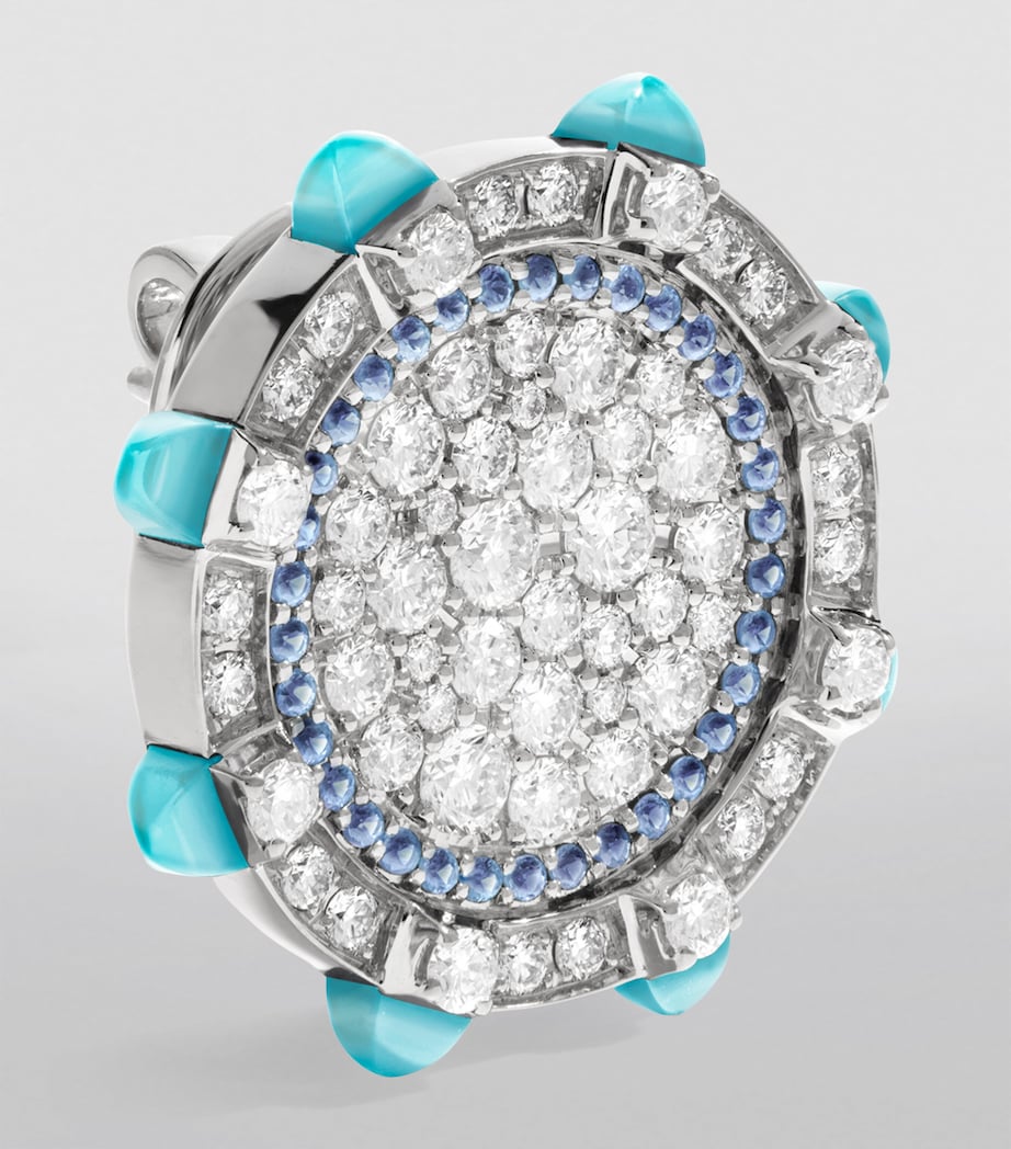 White Gold, Diamond and Sea Blue Chalcedony Tip-Top Statement Earrings WHITE GOLD Image 2
