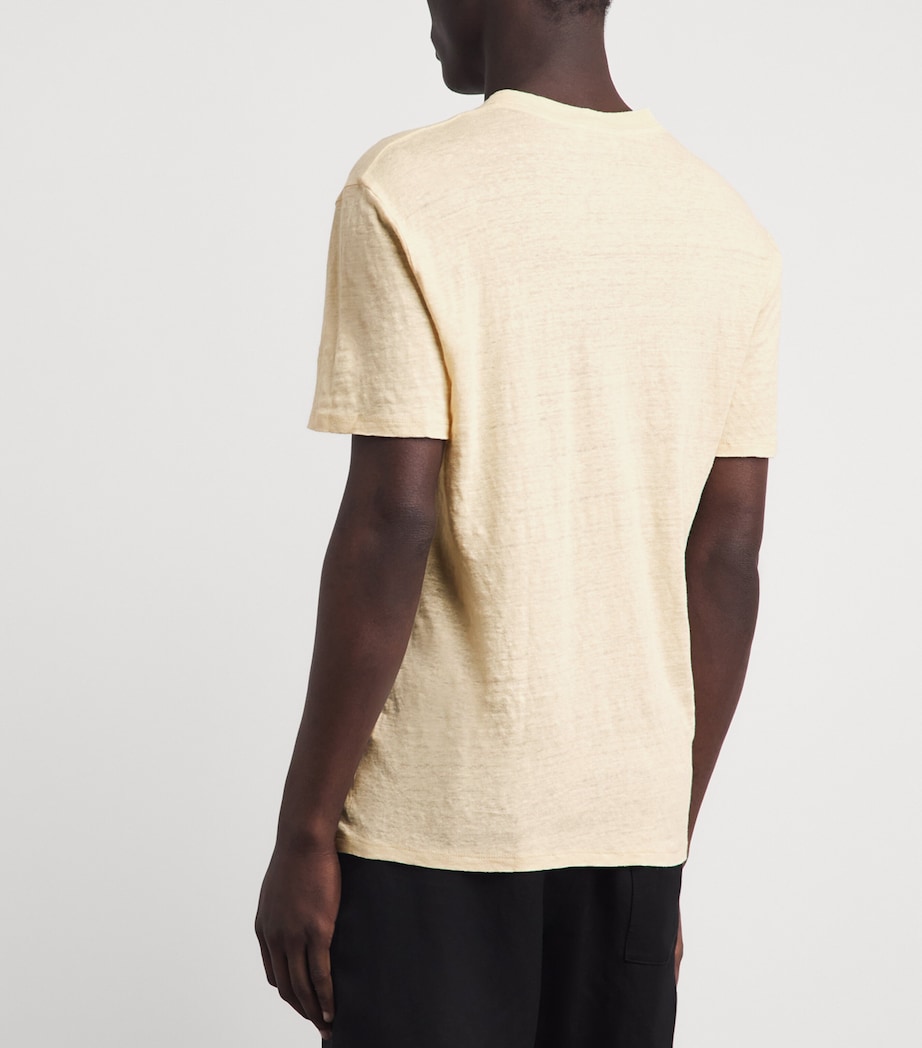 Sandro Paris Mens Linen T-Shirt Butter Cream Image 5