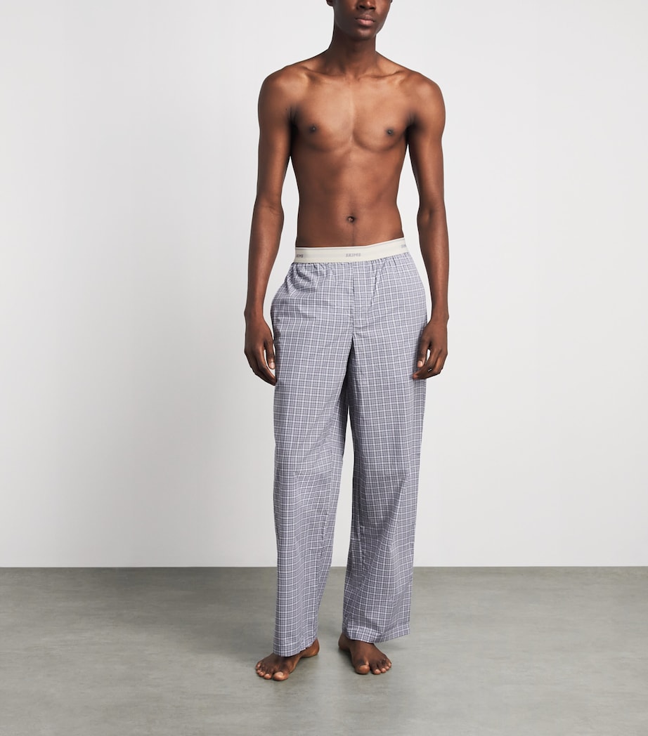 Skims Mens Cotton Check Pyjama Bottoms Full Moon Check Image 2