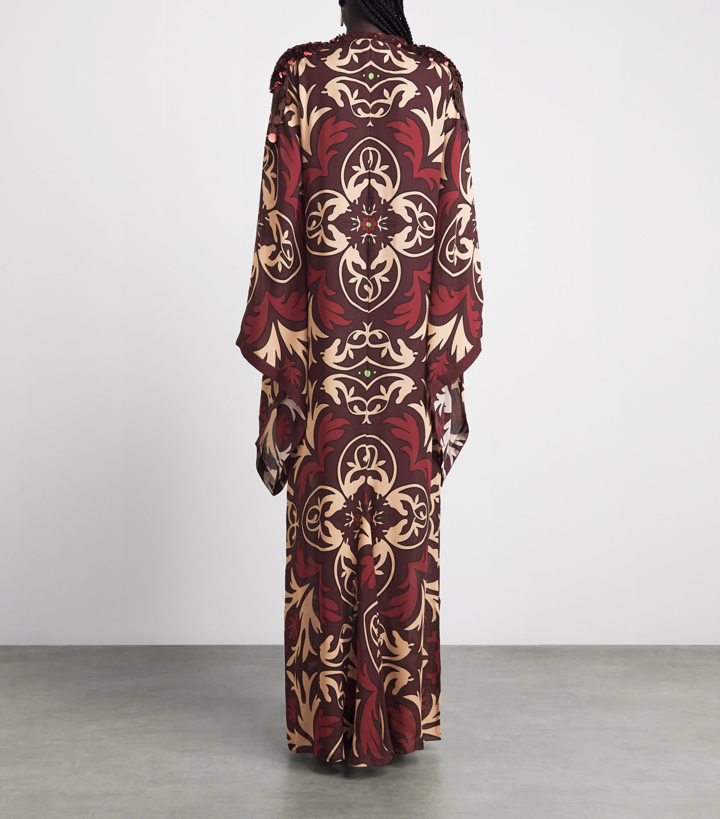 Johanna Ortiz Womens Silk One Palm Only Tunic Maxi Dress Wine/sand Image 4