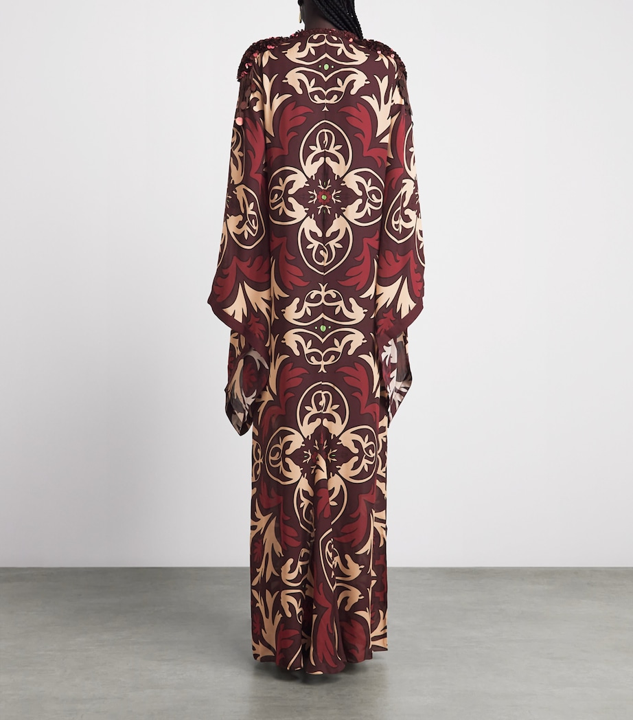 Johanna Ortiz Womens Silk One Palm Only Tunic Maxi Dress Wine/sand Image 4