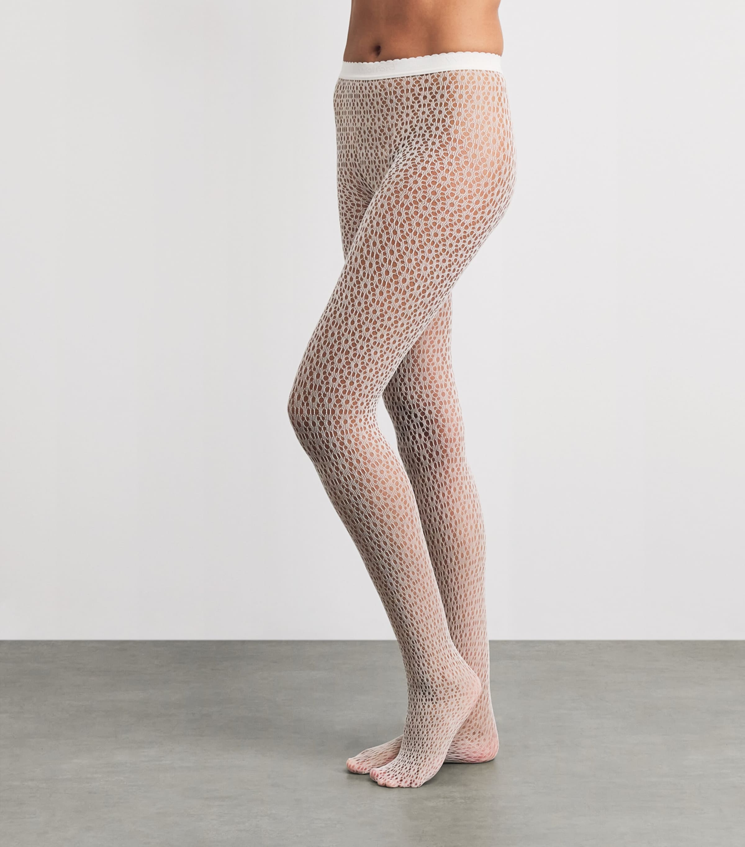 Wolford Womens Daisy Net Tights Buttercrea Image 2