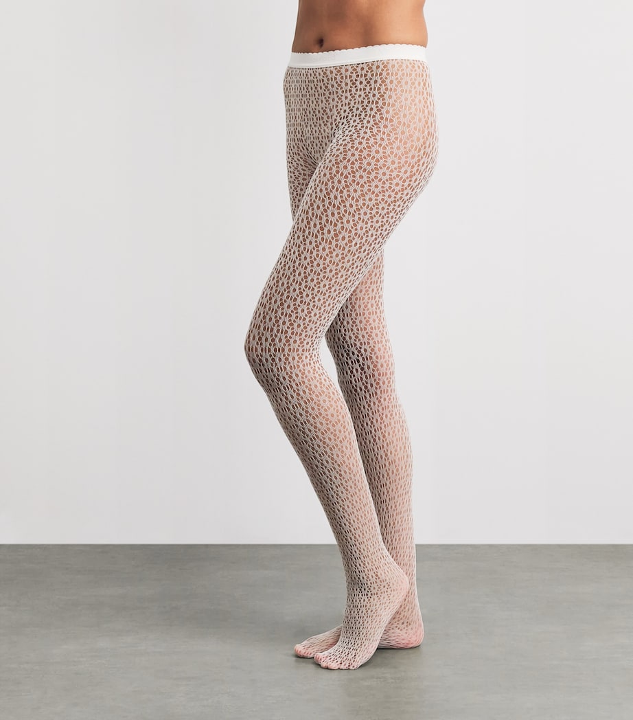 Wolford Womens Daisy Net Tights Buttercrea Image 2
