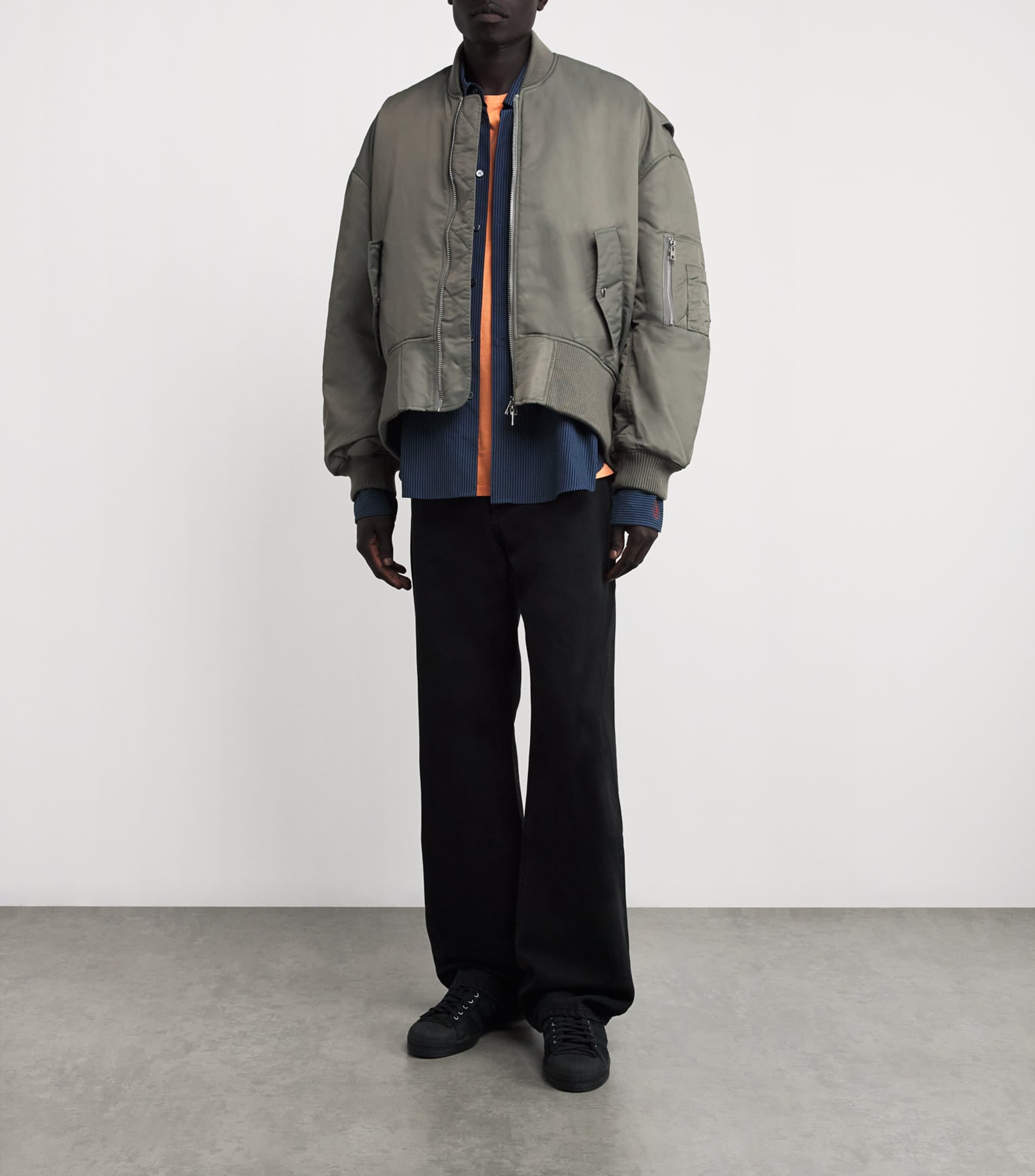 JW Anderson Mens Oversized Bomber Jacket Steel Image 2