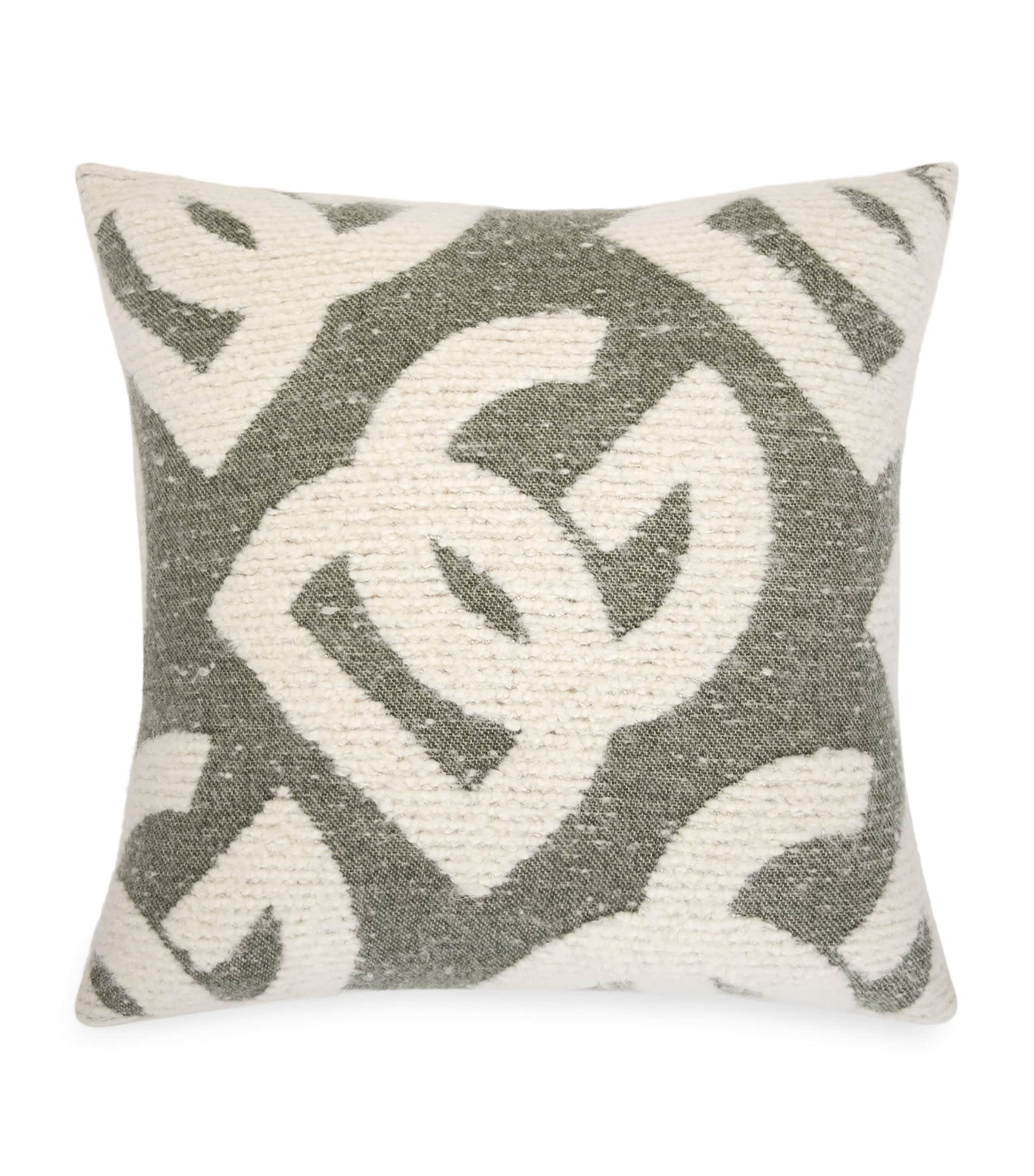 Wool-Silk-Cashmere Logo Cushion (50cm x 50cm) U0020-VERDE Image 1