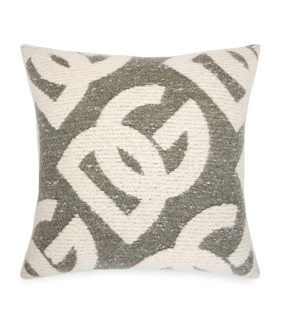 Wool-Silk-Cashmere Logo Cushion (50cm x 50cm) U0020-VERDE Image 1