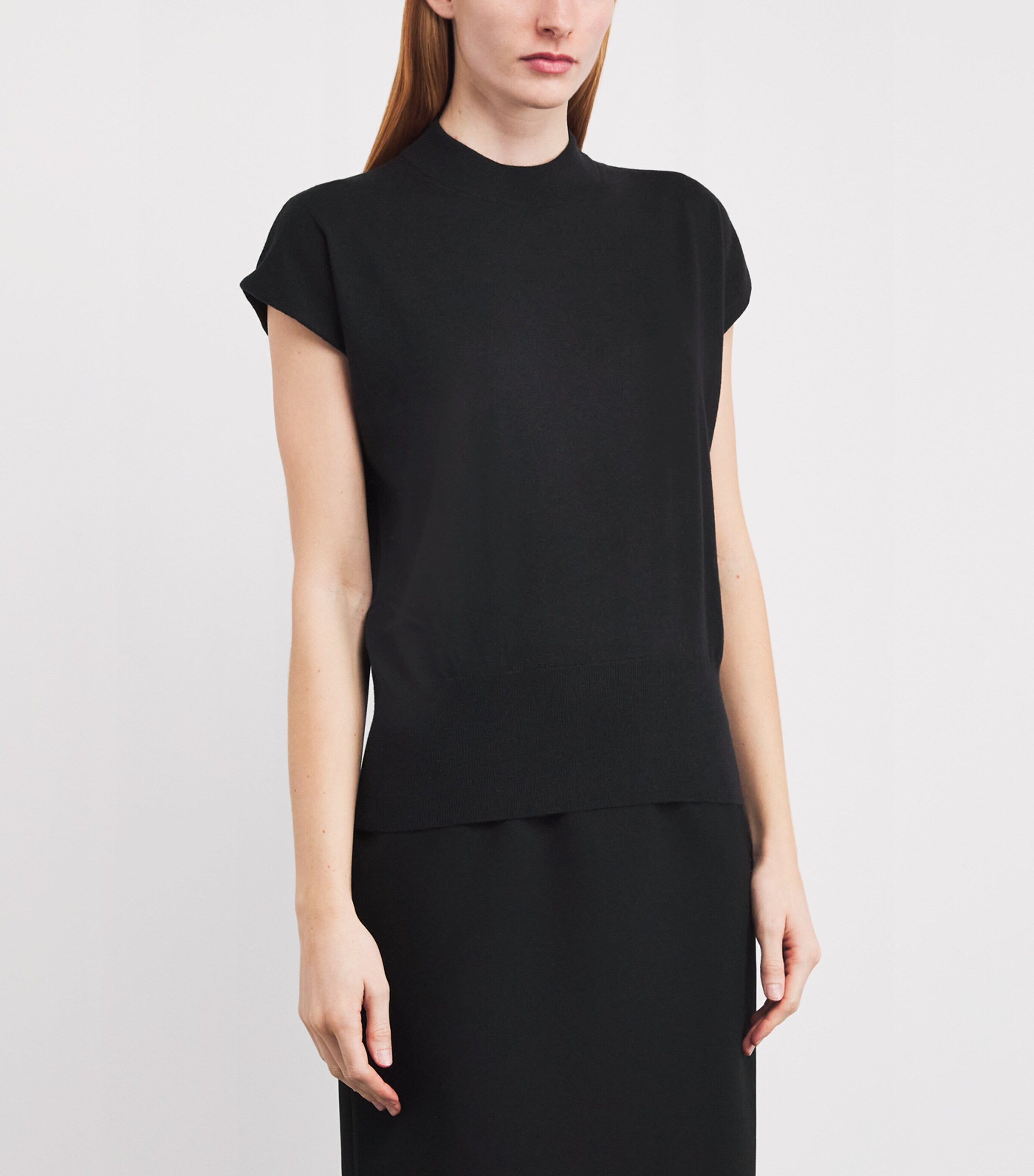 Agnona Womens Cashmere Short-Sleeve Sweater Black Image 3