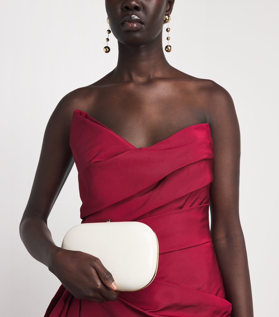 Monique Lhuillier Womens Draped Asymmetric-Neck Gown Rhubarb Image 4