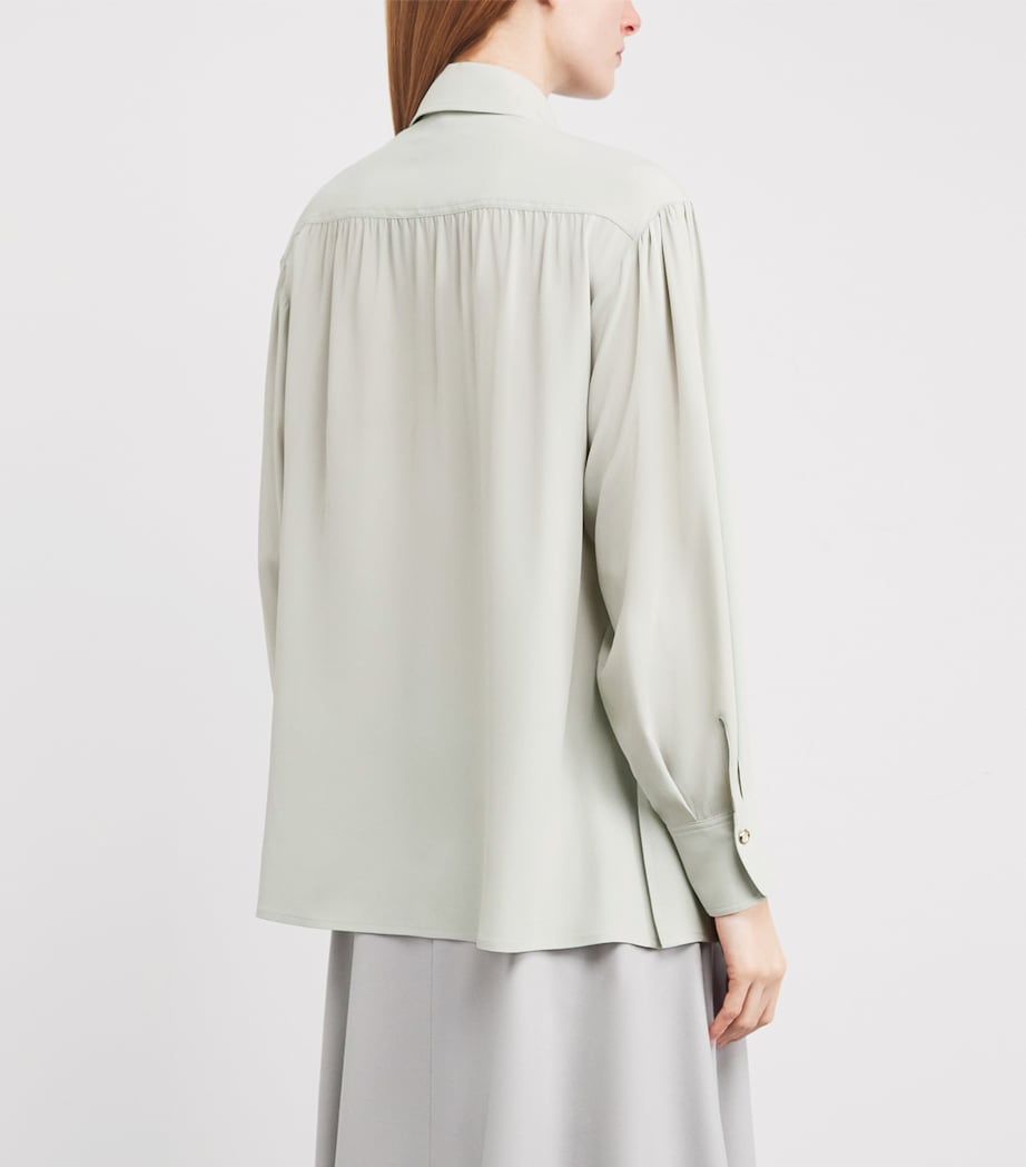 Agnona Womens Gathered Blouse Light Grey Sage Grey Image 4