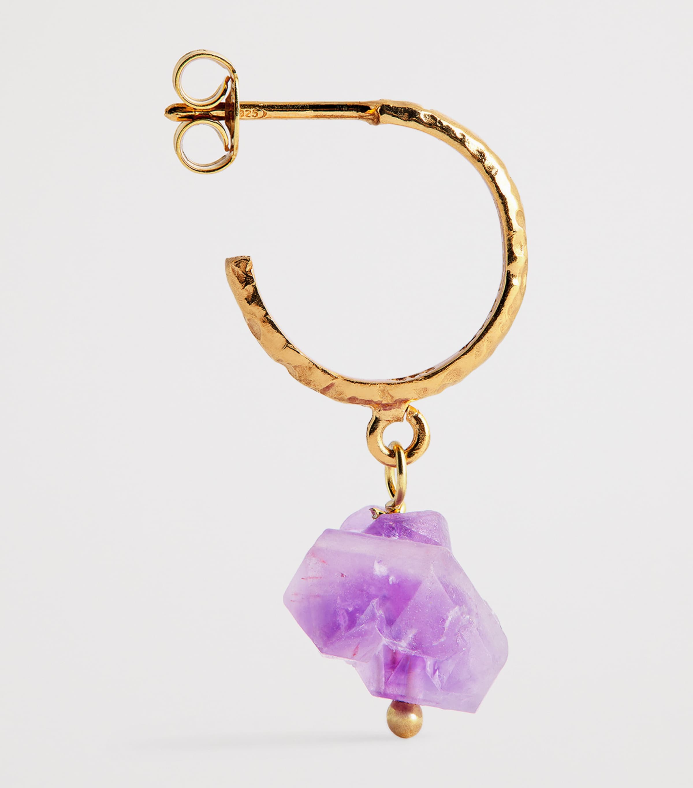 Gold-Plated and Amethyst Fystiki Hoop Earrings AMETHYST Image 4