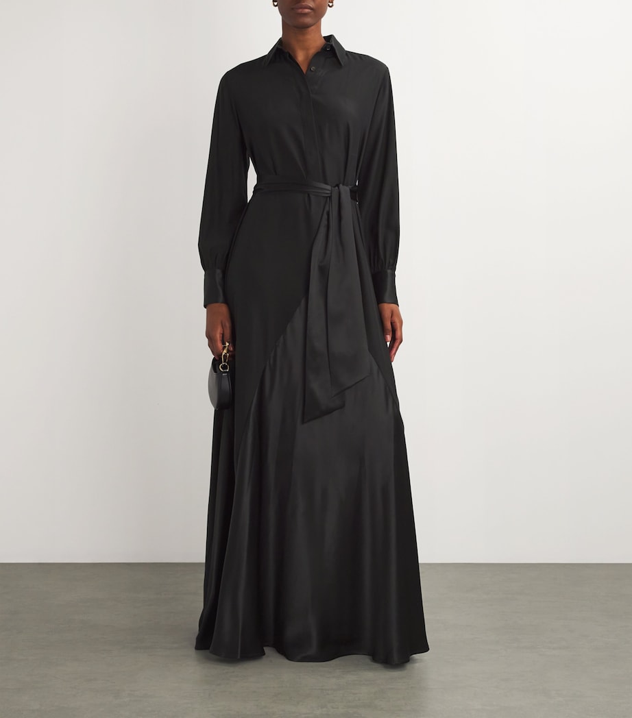 Kiton Womens Silk Maxi Dress Black Image 2