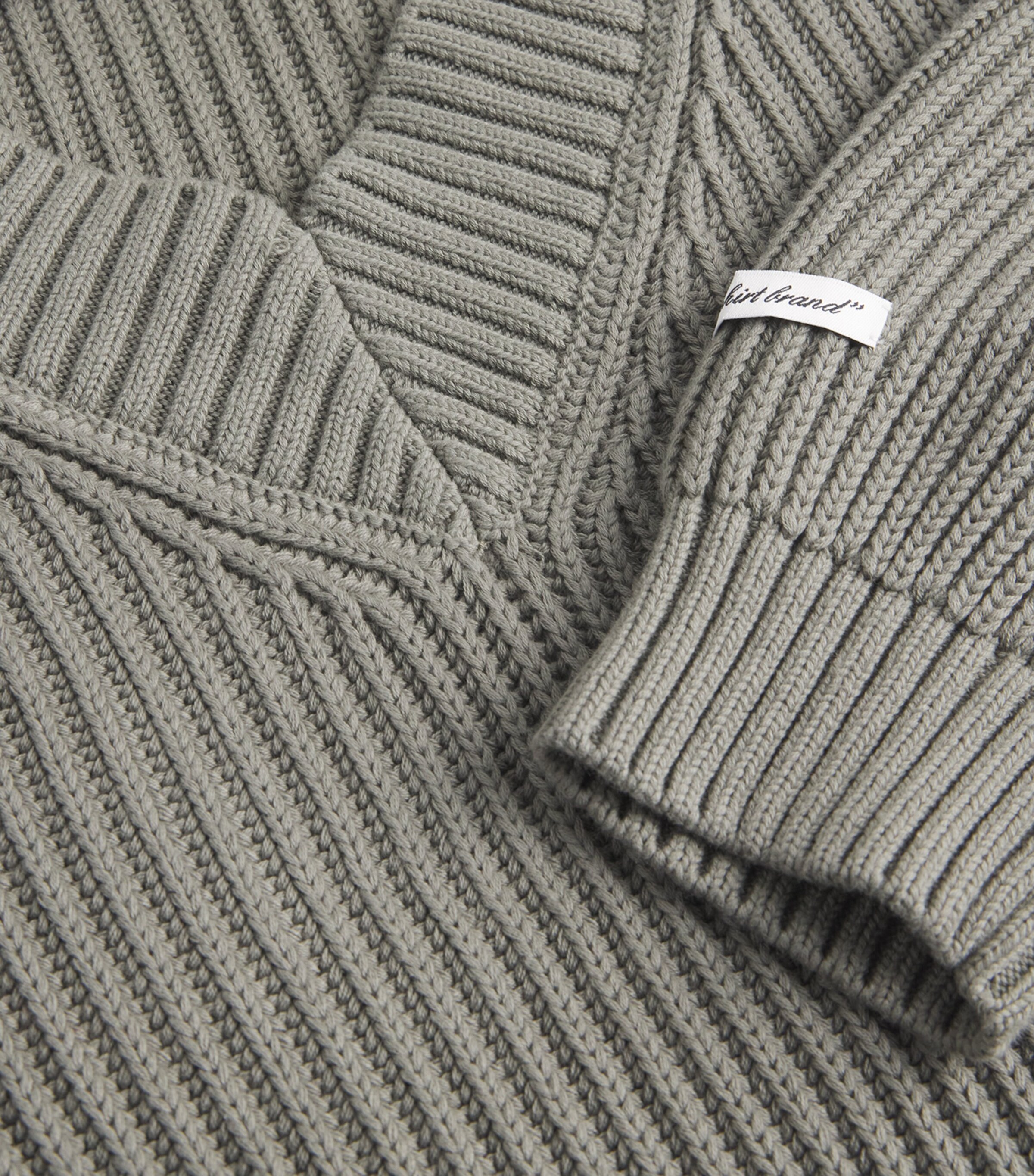 Cotton Rib-Knit V-Neck Sweater SAGE Image 5