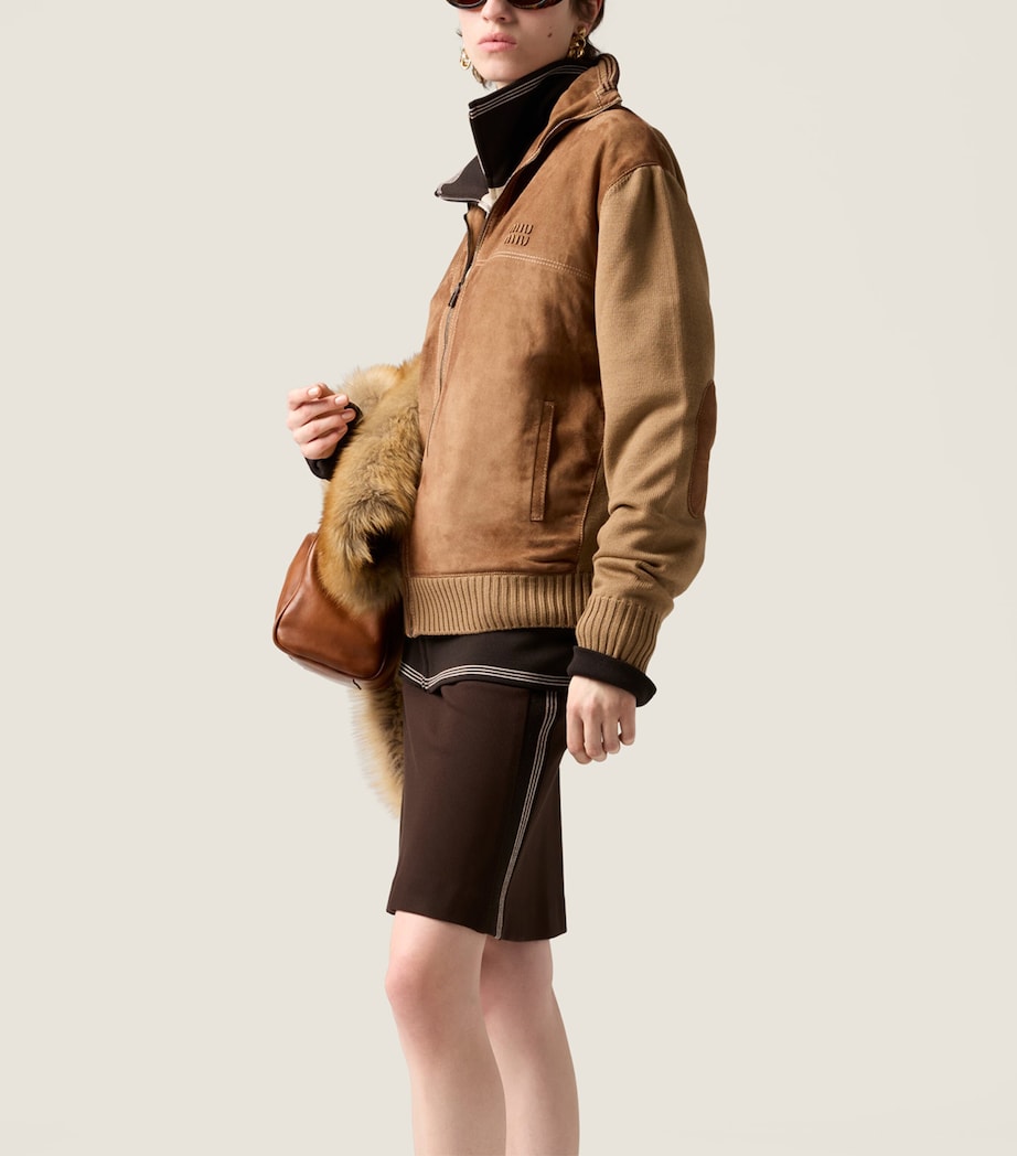 Wool-Leather Zip Cardigan F04V6 Image 2