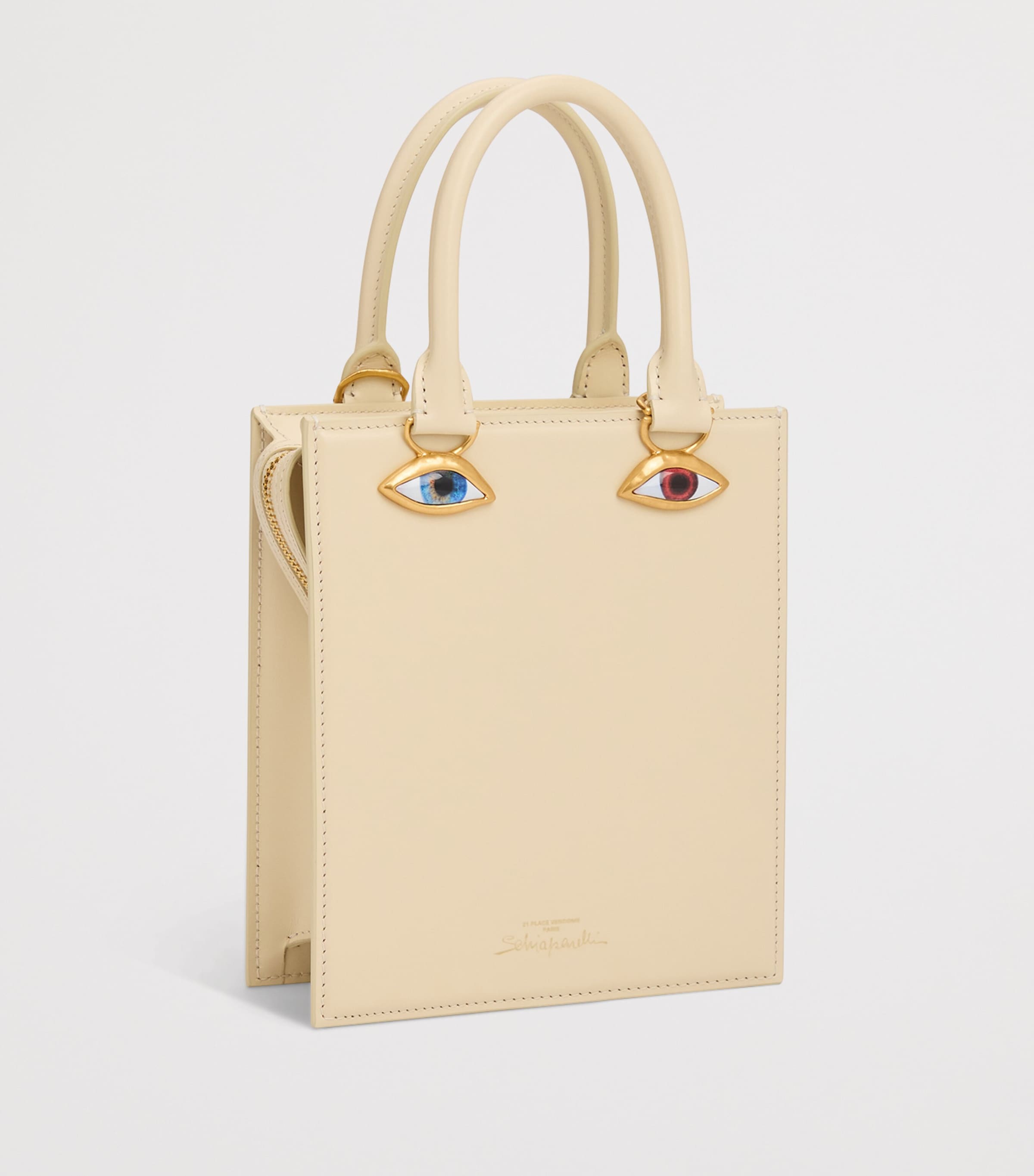 Schiaparelli Mini Leather Face Top-Handle Bag Ecru Image 2