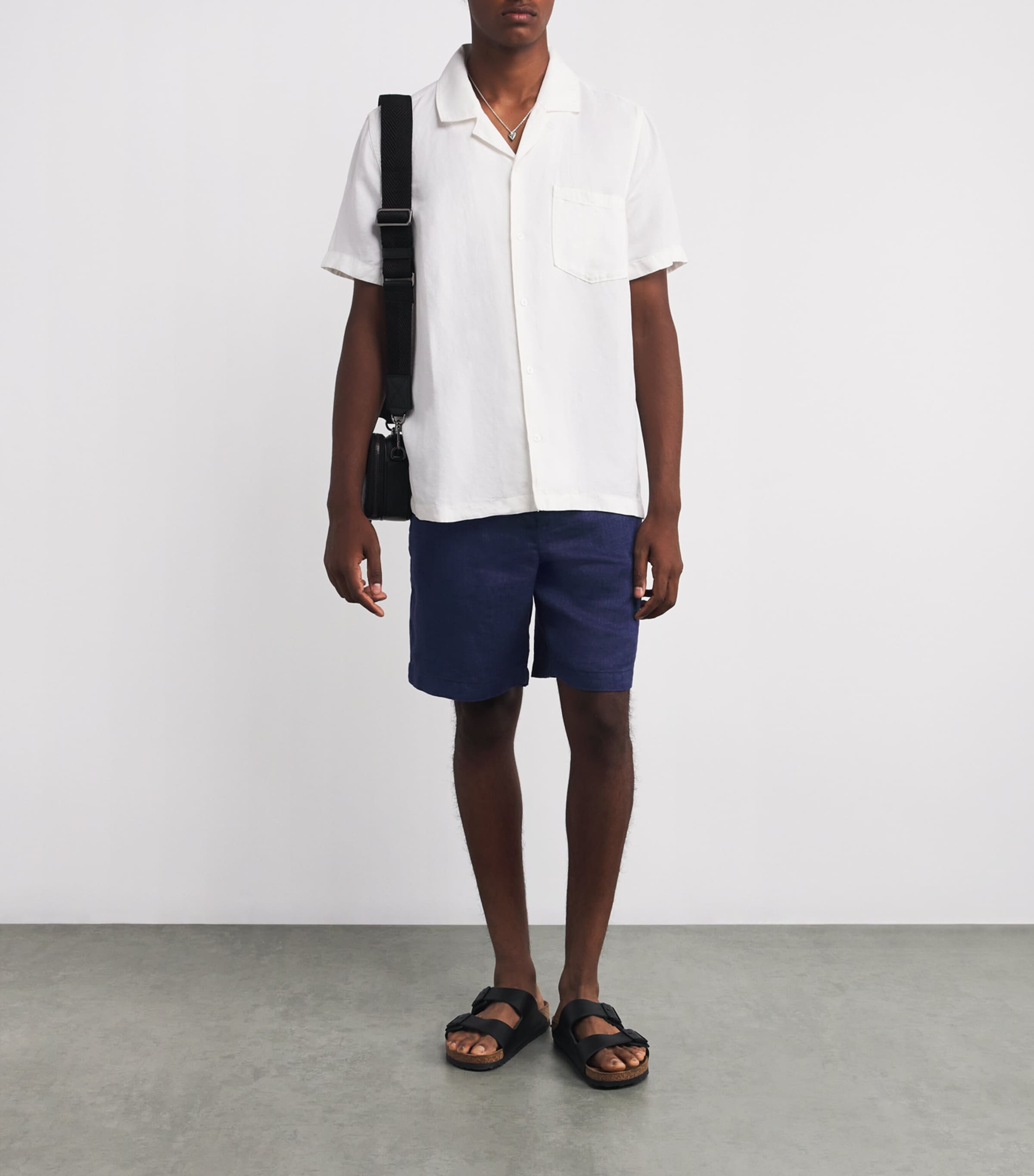 Linen Felipe Shorts 04-NAVY-BLUE Image 2