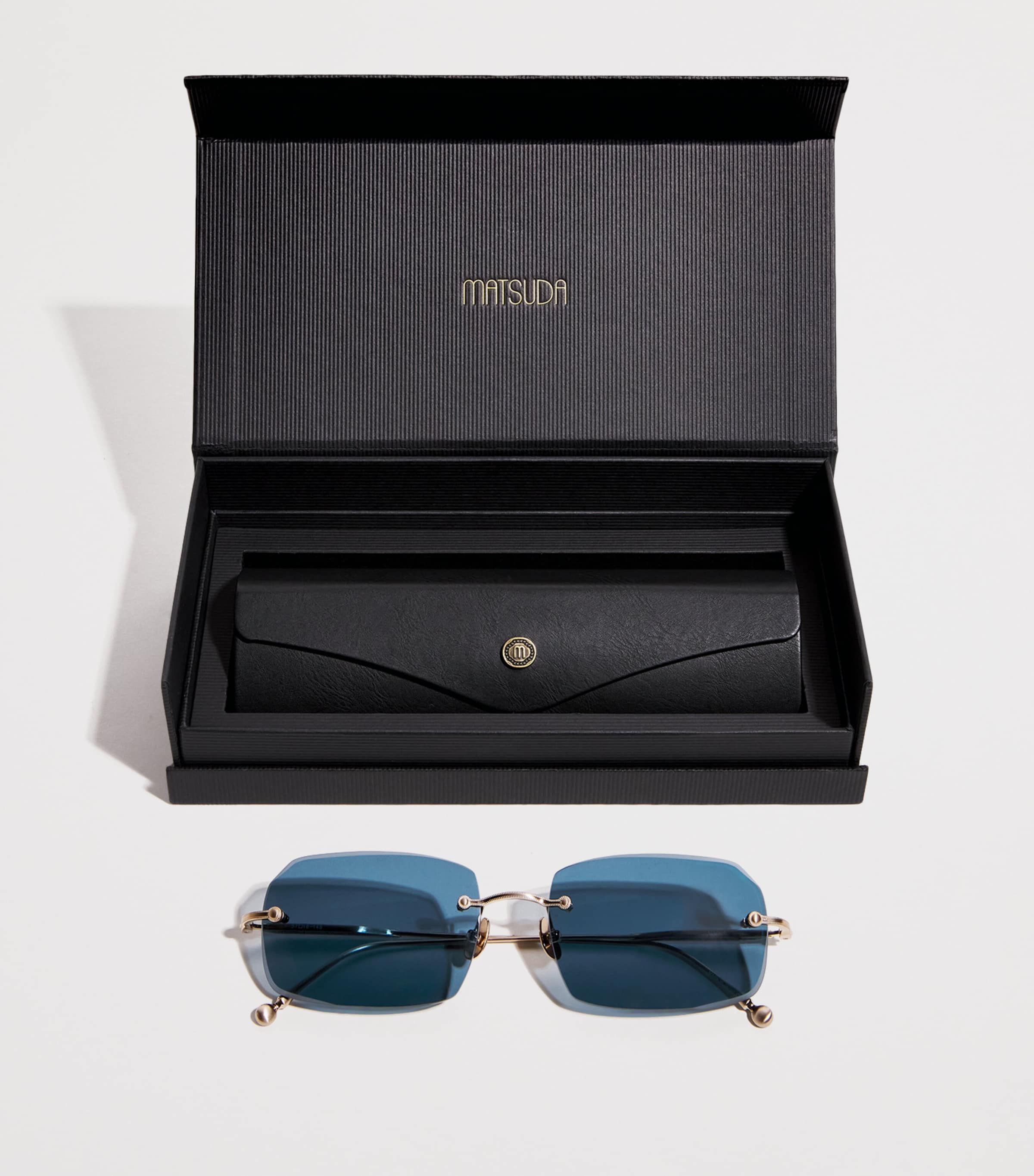 Matsuda M5004 Square-Frame Sunglasses Brshd Gold Blue Grey Image 4