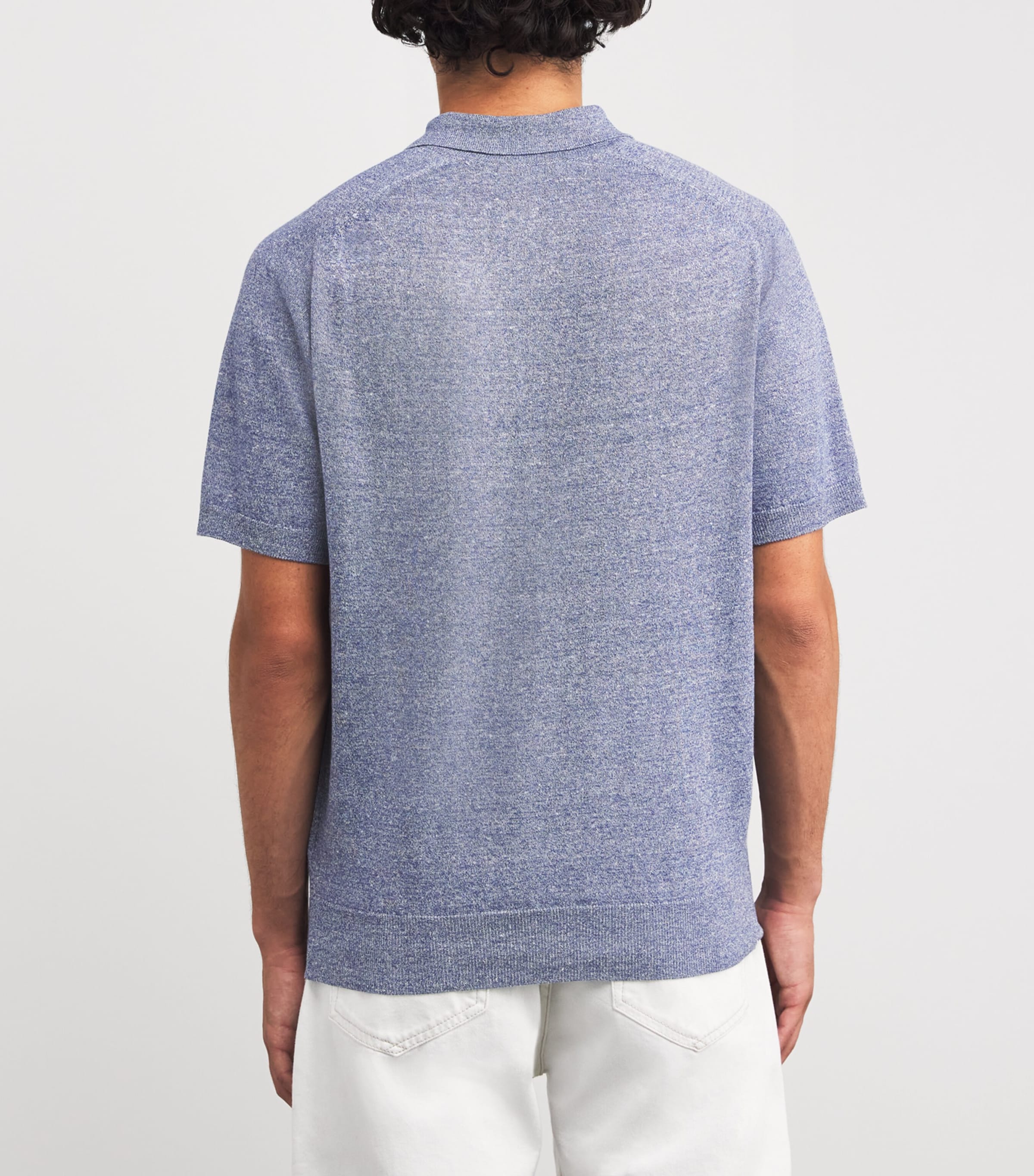 Eton Mens Cotton-Linen Polo Shirt Dark Blue Image 4