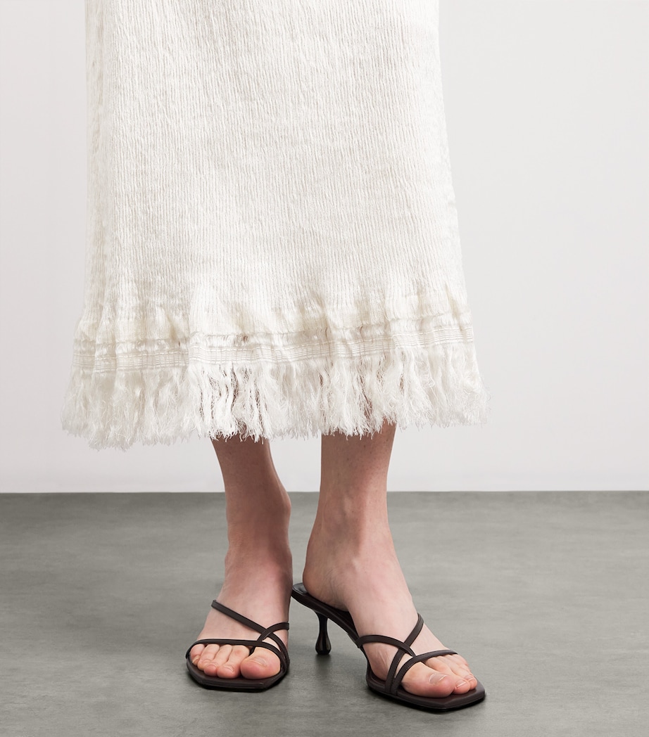 FFORME Womens Silk-Blend Fringe Mina Midi Dress Cream Image 6