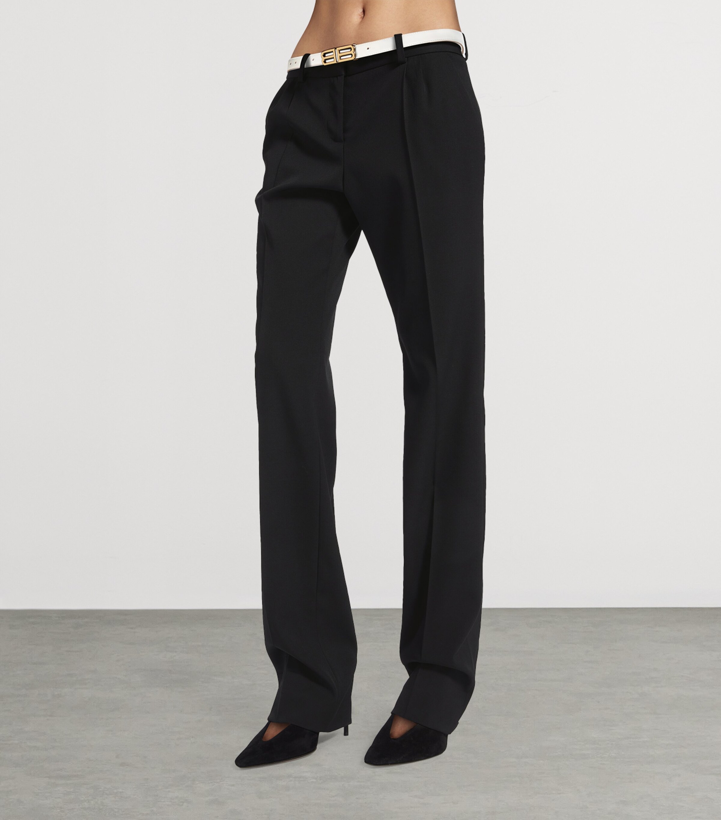 Balenciaga Womens Stretch-Wool Slim Trousers Image 5