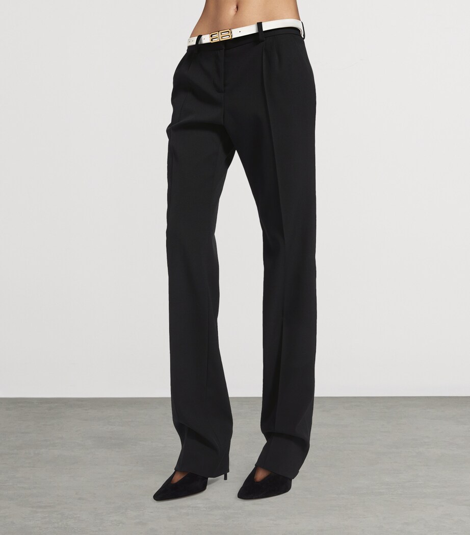 Balenciaga Womens Stretch-Wool Slim Trousers Image 5