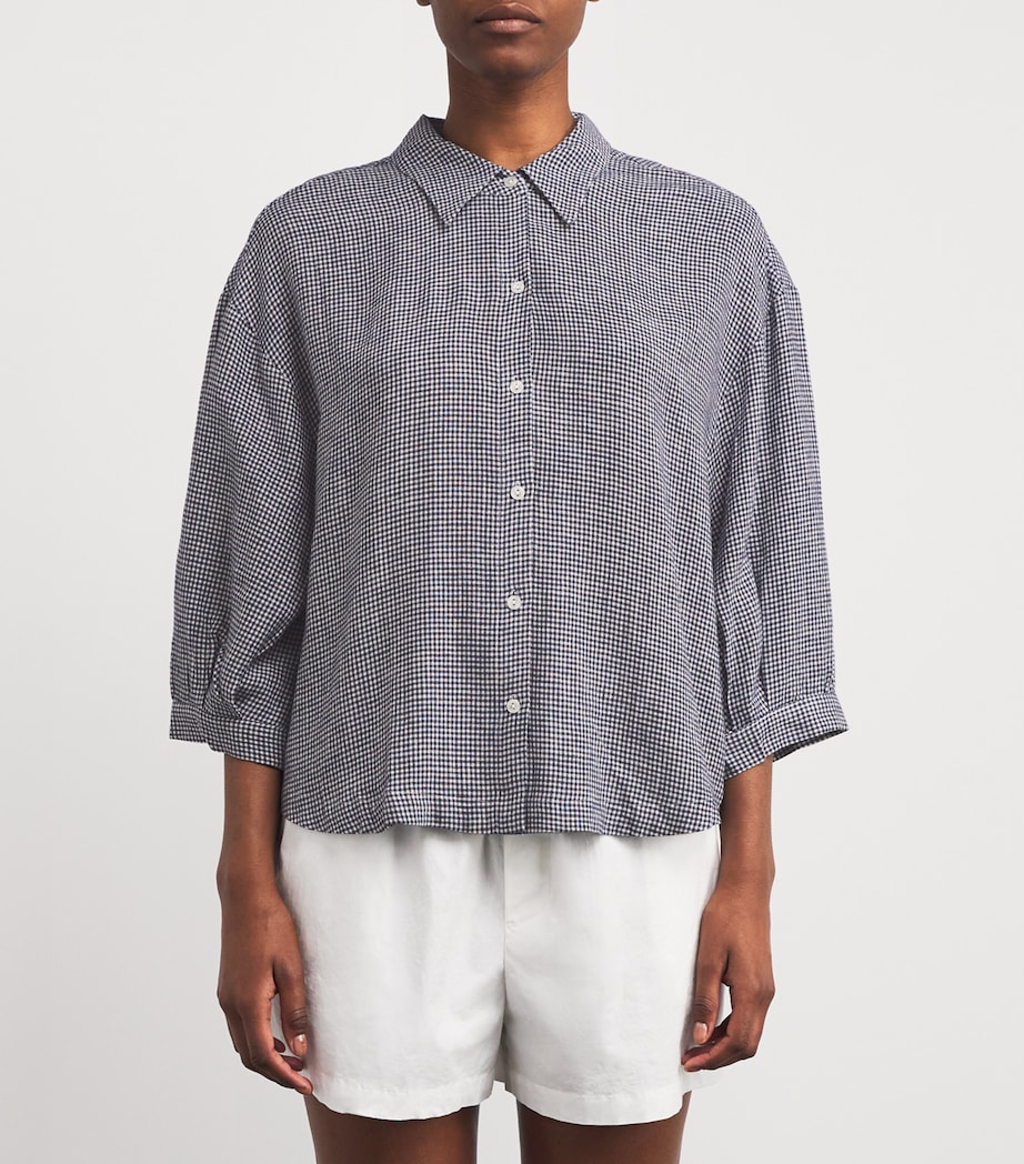 Linen-Blend Gingham Shirt GW/NA GINGHAM WHTE/N Image 3