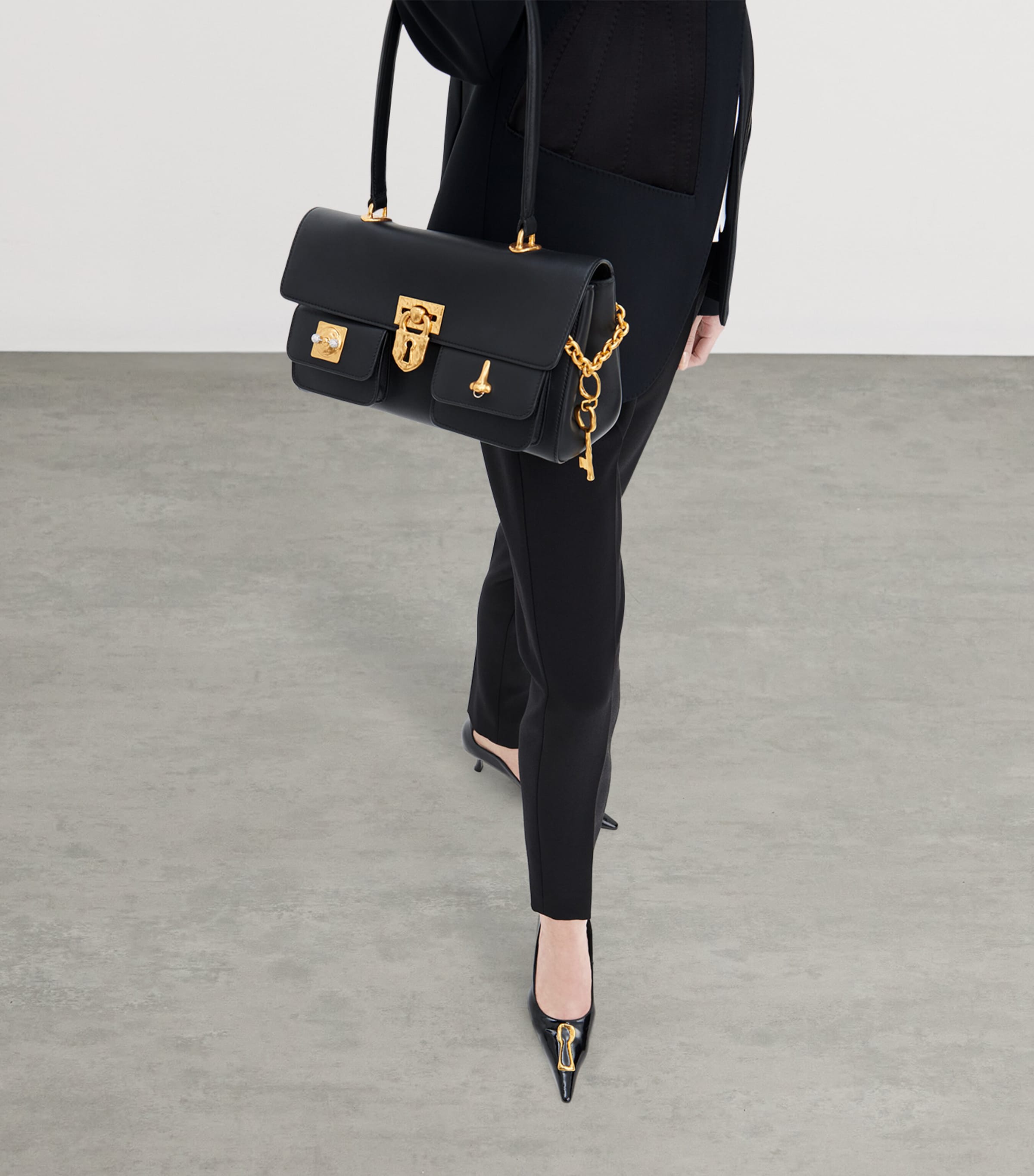 Schiaparelli Mini Leather Secret East-West Top-Handle Bag Black Image 3