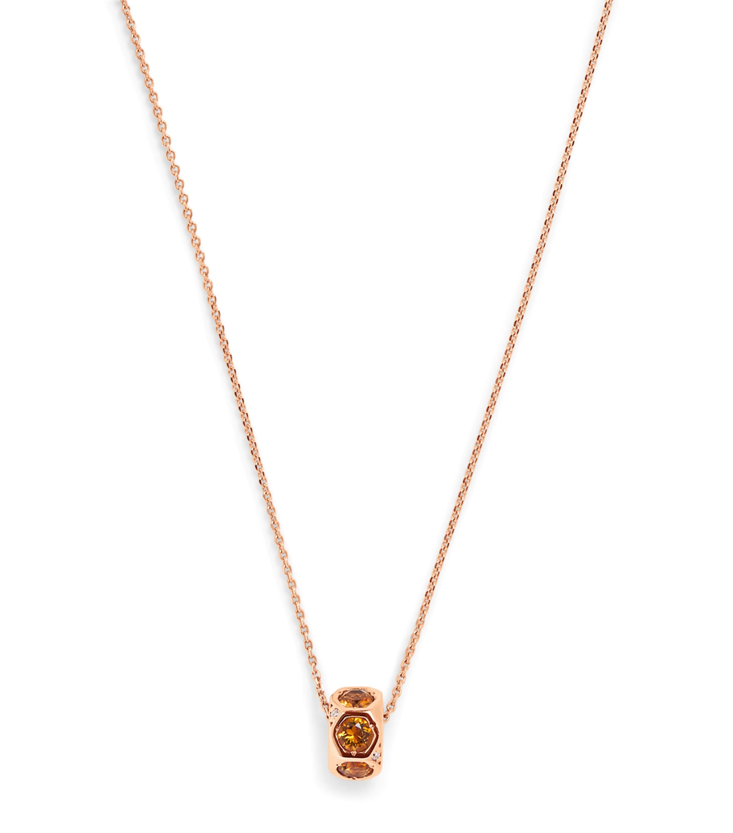 Rose Gold, Diamond and Citrine Honeycomb Necklace ROSE GOLD Image 1