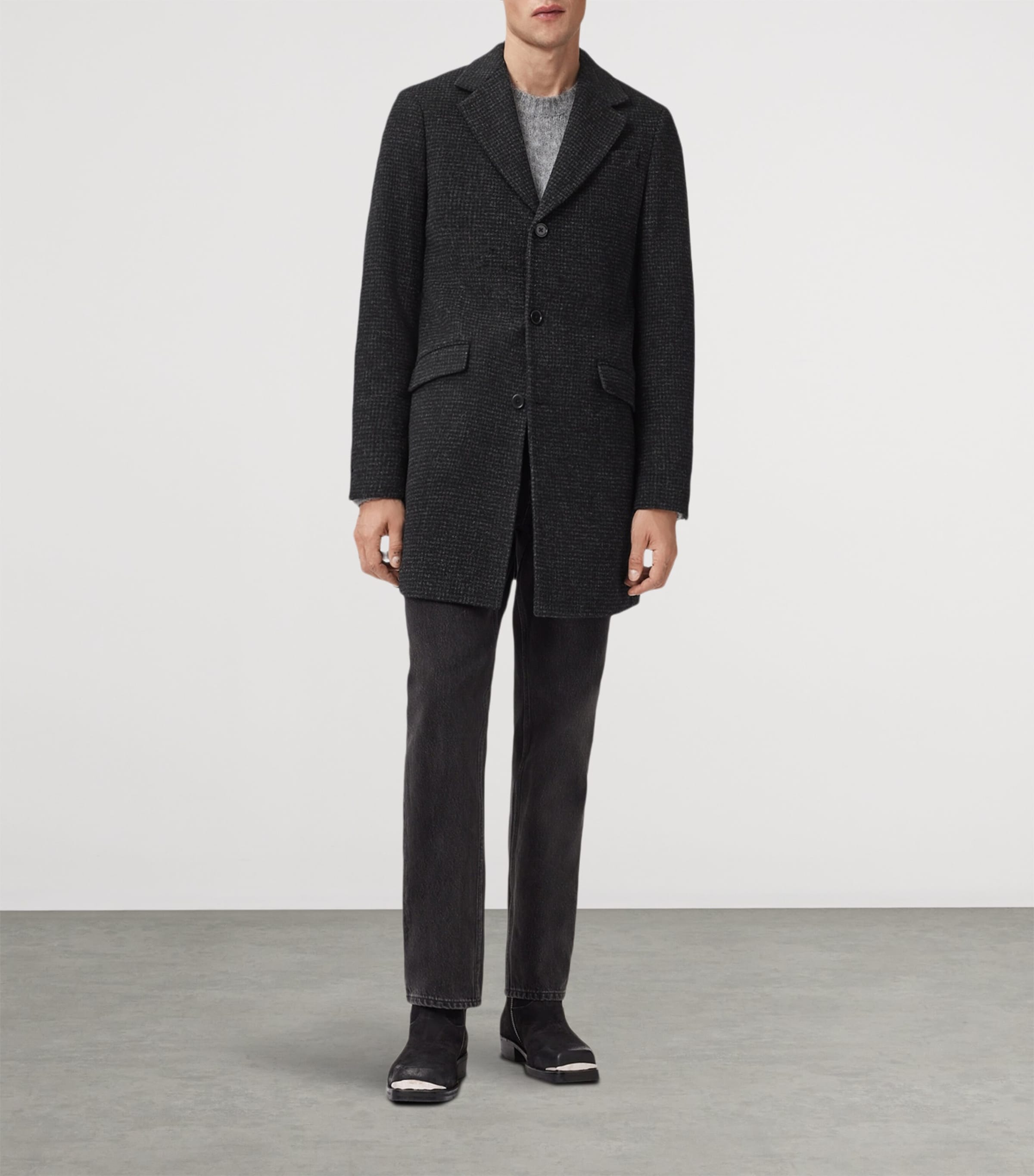 Wool-Blend Slim Caspian Coat CINDER BLACK MARL Image 4