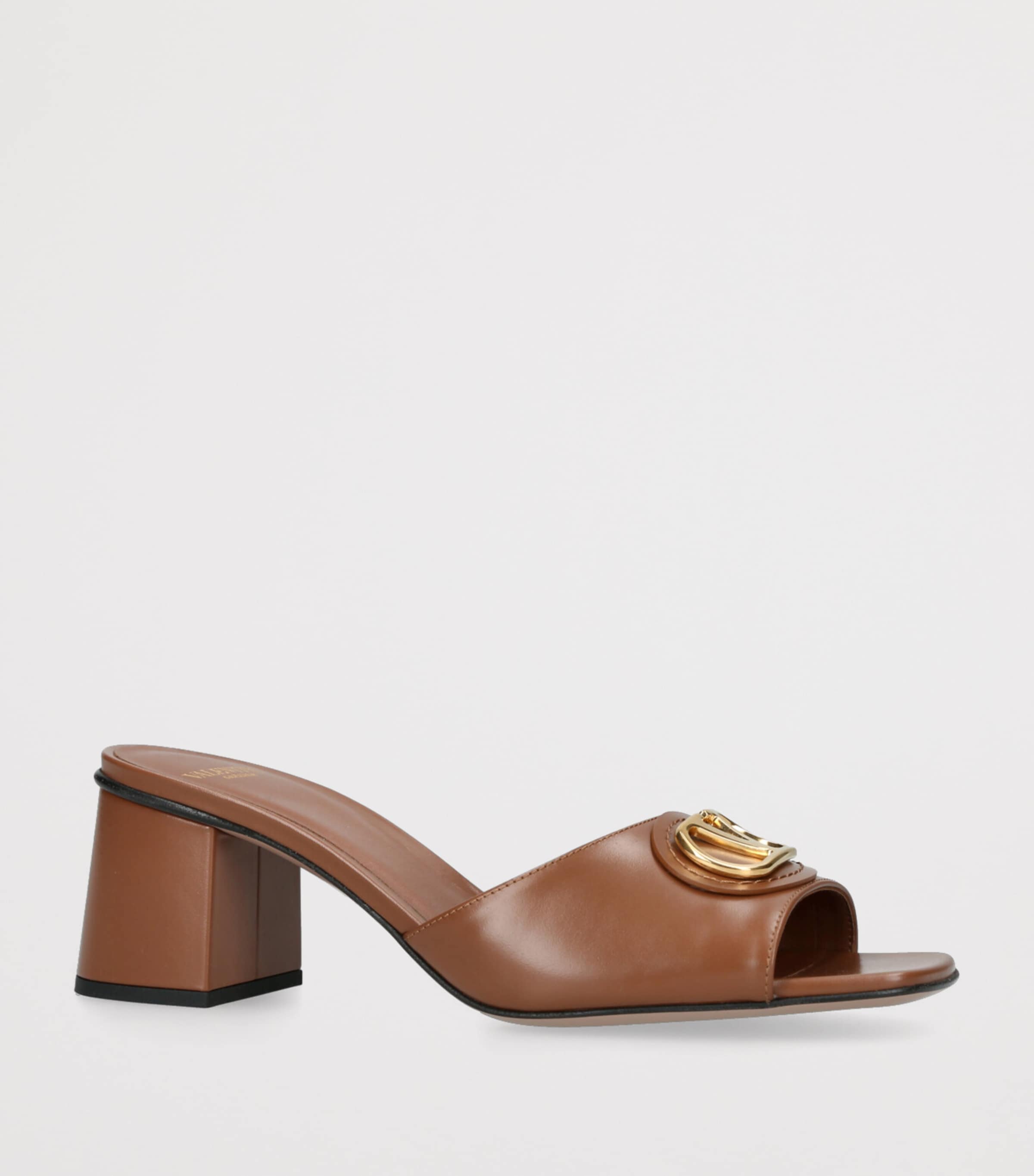 Valentino Garavani Leather VLogo Mules 60 Mid Brown Image 3