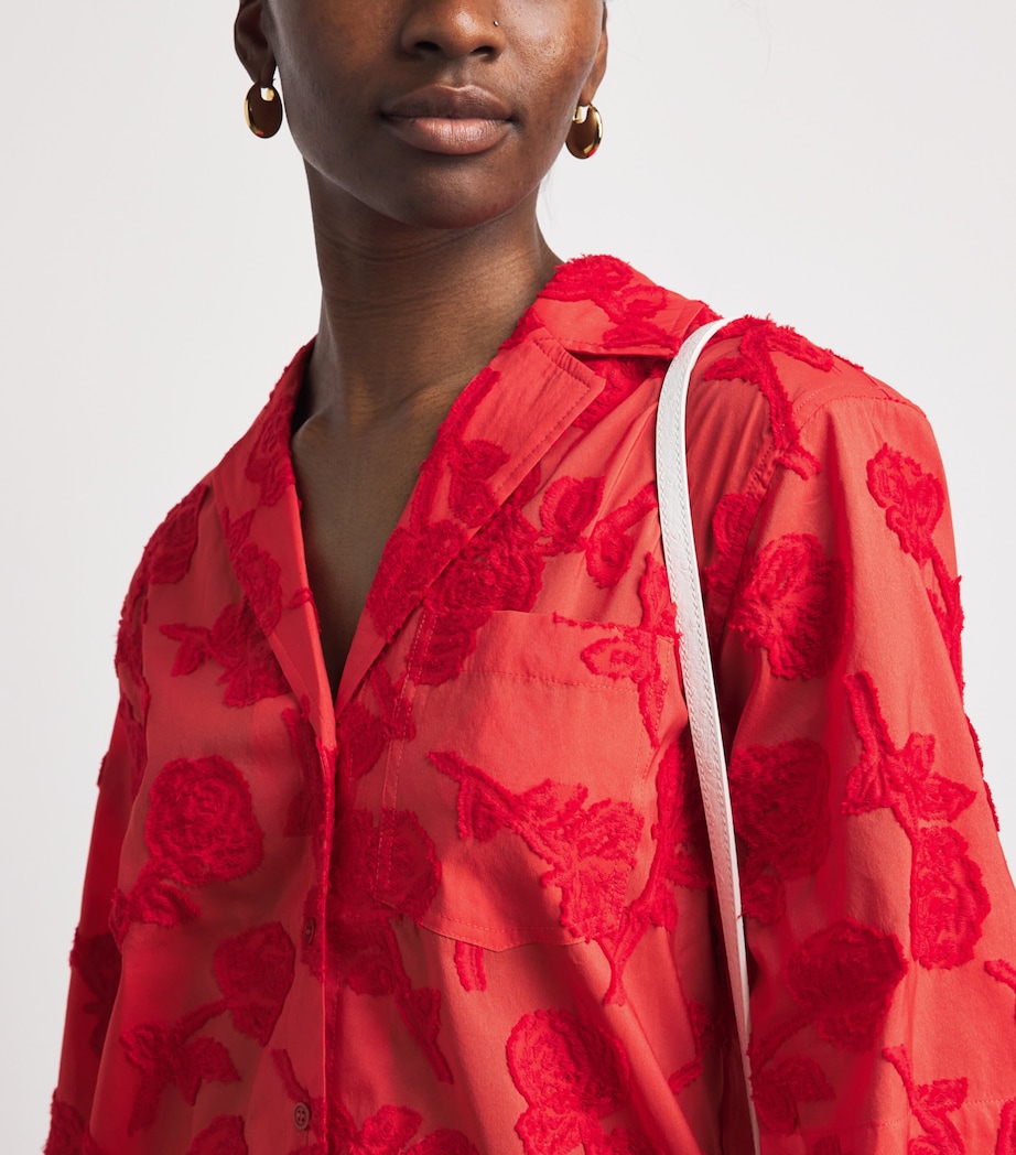 GANNI Womens Floral Oversized Shirt Fiery Red Image 3
