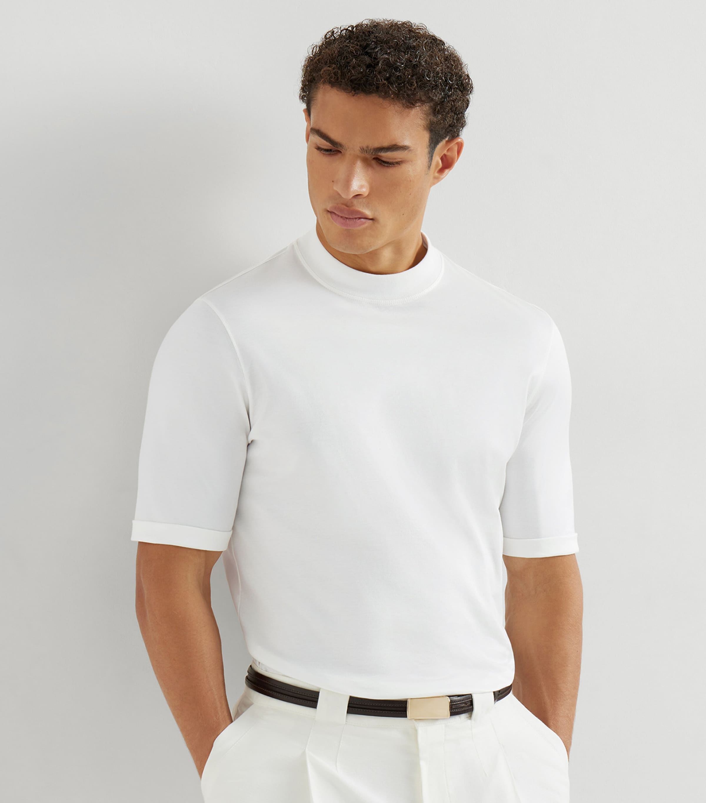 Cotton High-Neck T-Shirt C7220 Image 4