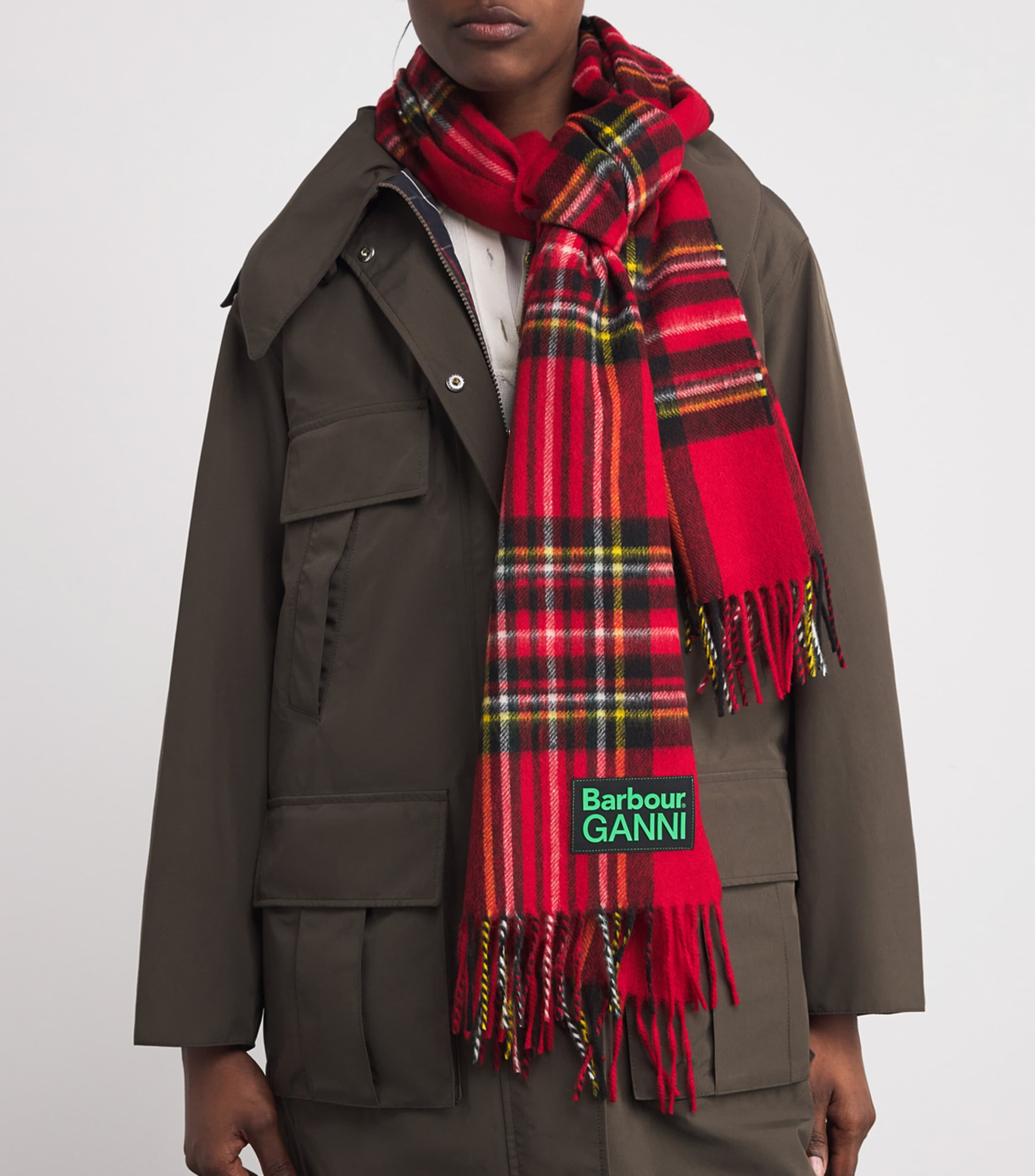 x GANNI Wool Tartan Scarf CLSSC/RYL STWRT TRTN Image 2