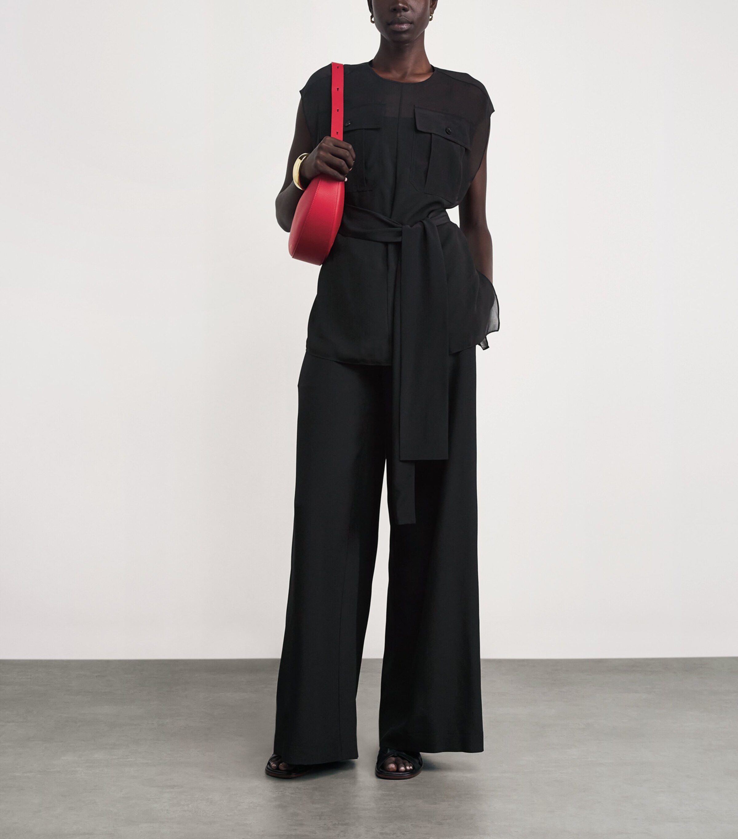 Joseph Womens Crepe de Soie Silk Kniza Blouse Black Image 2