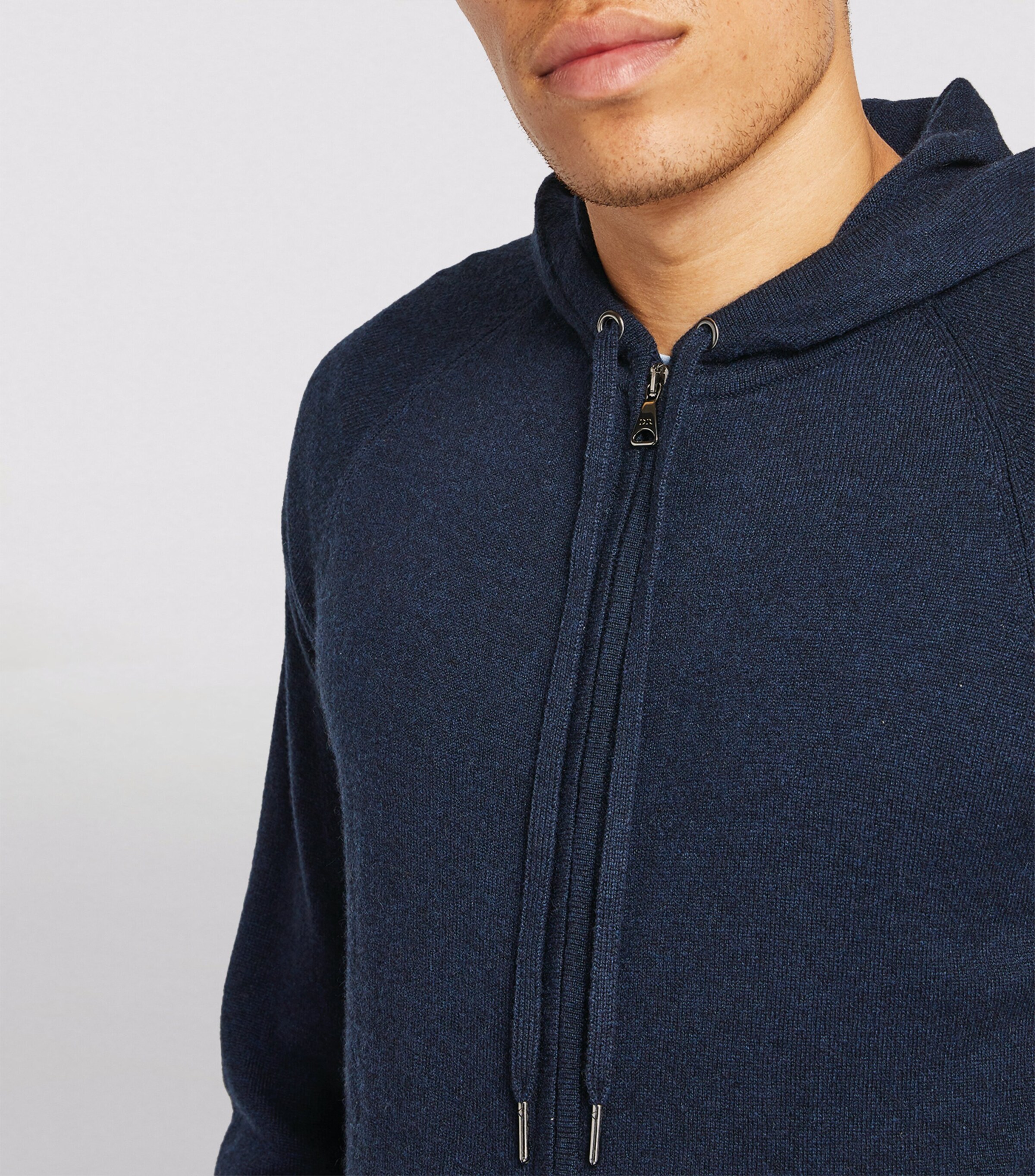 Cashmere Zip-Up Hoodie NAV-BLUE Image 6