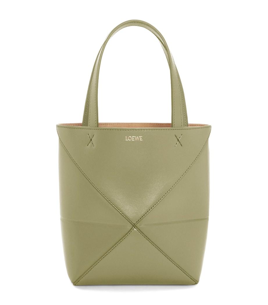 Mini Leather Puzzle Fold Tote Bag EUCALYPTUS GREEN Image 1
