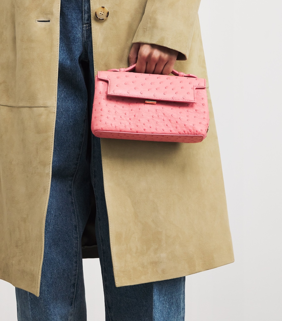 Ostrich Leather Top-Handle Bag BABY PINK Image 5