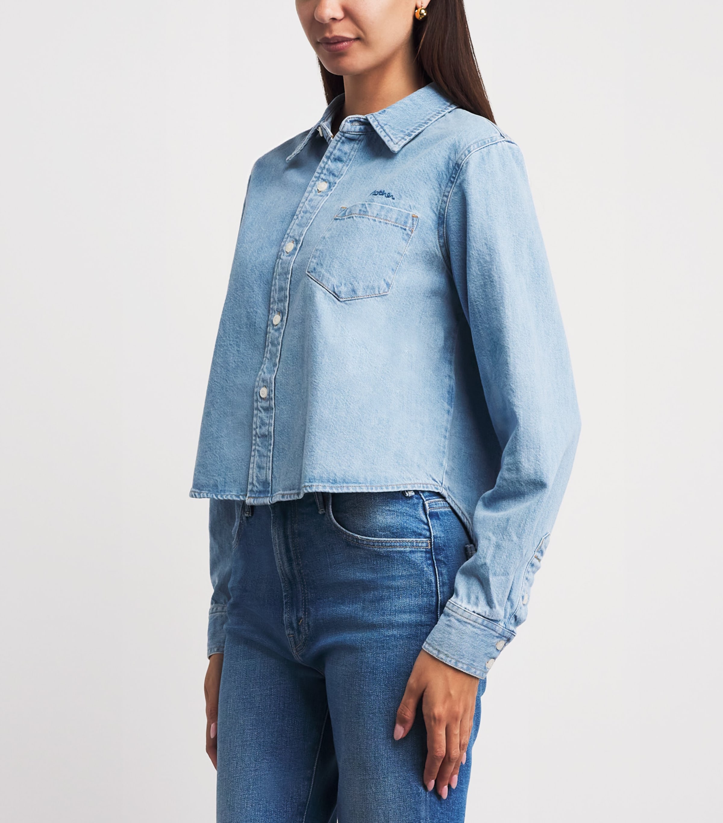 MOTHER Womens Denim Honor Roll Shirt Grand Slam Image 4