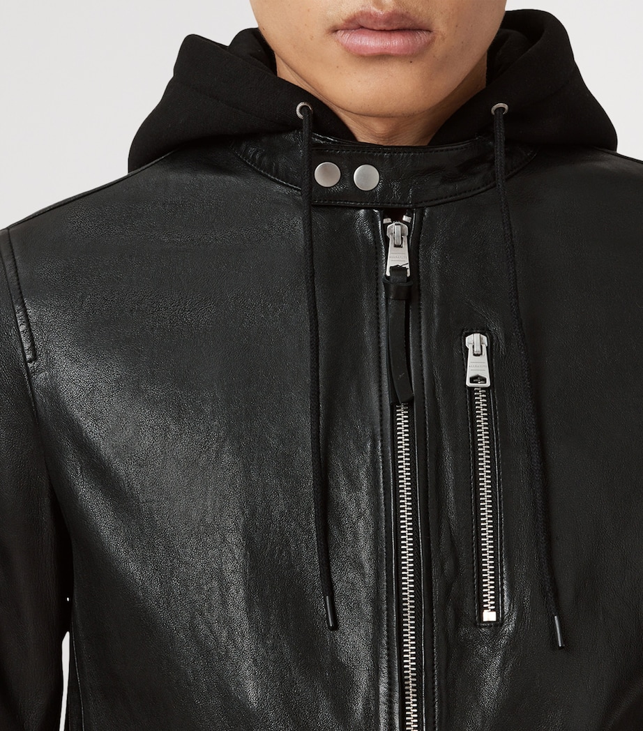 Hooded Ashton Leather Jacket BLACK Image 5