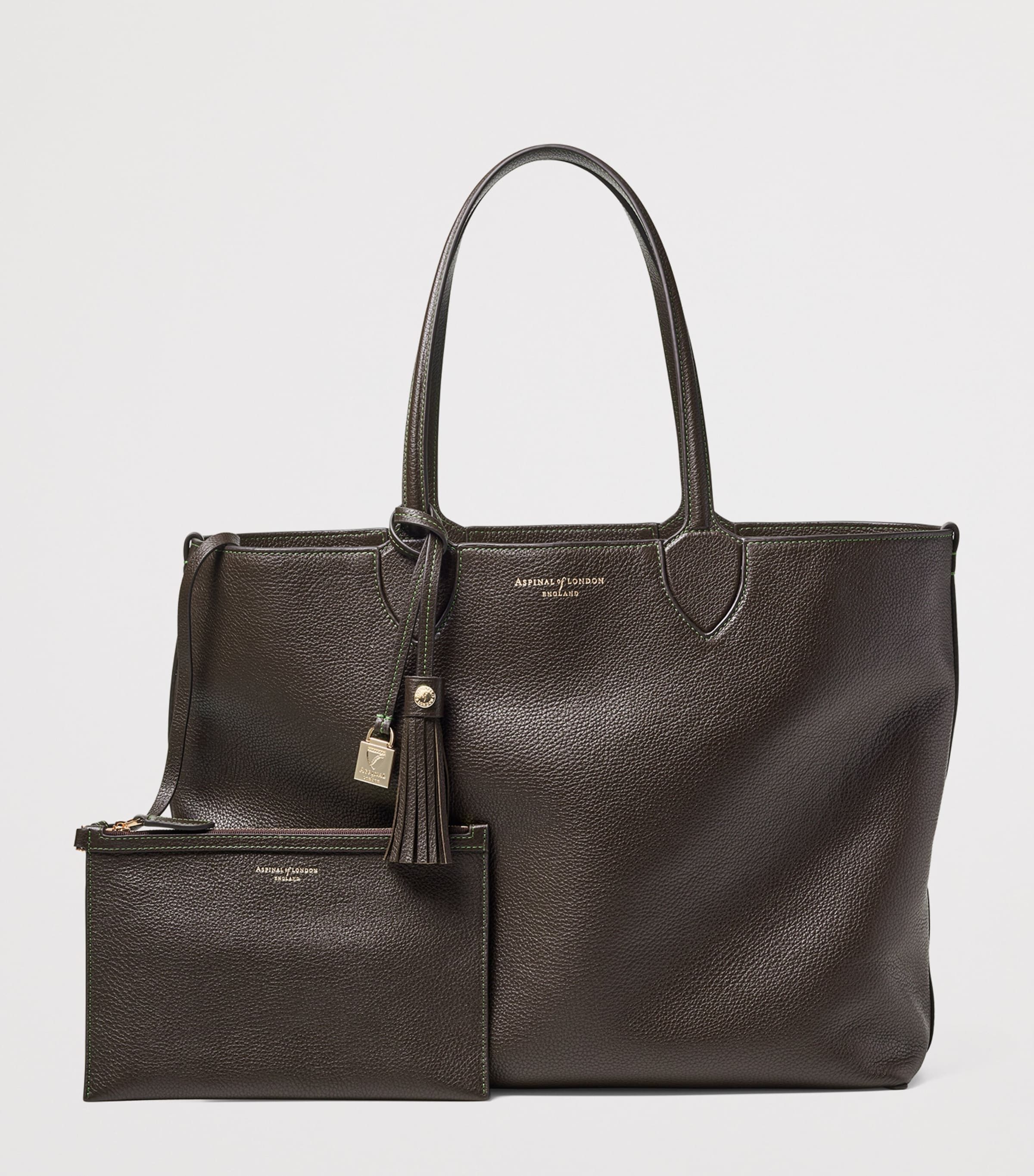 Oversized Leather Hudson Tote Bag DARKBROWN Image 3