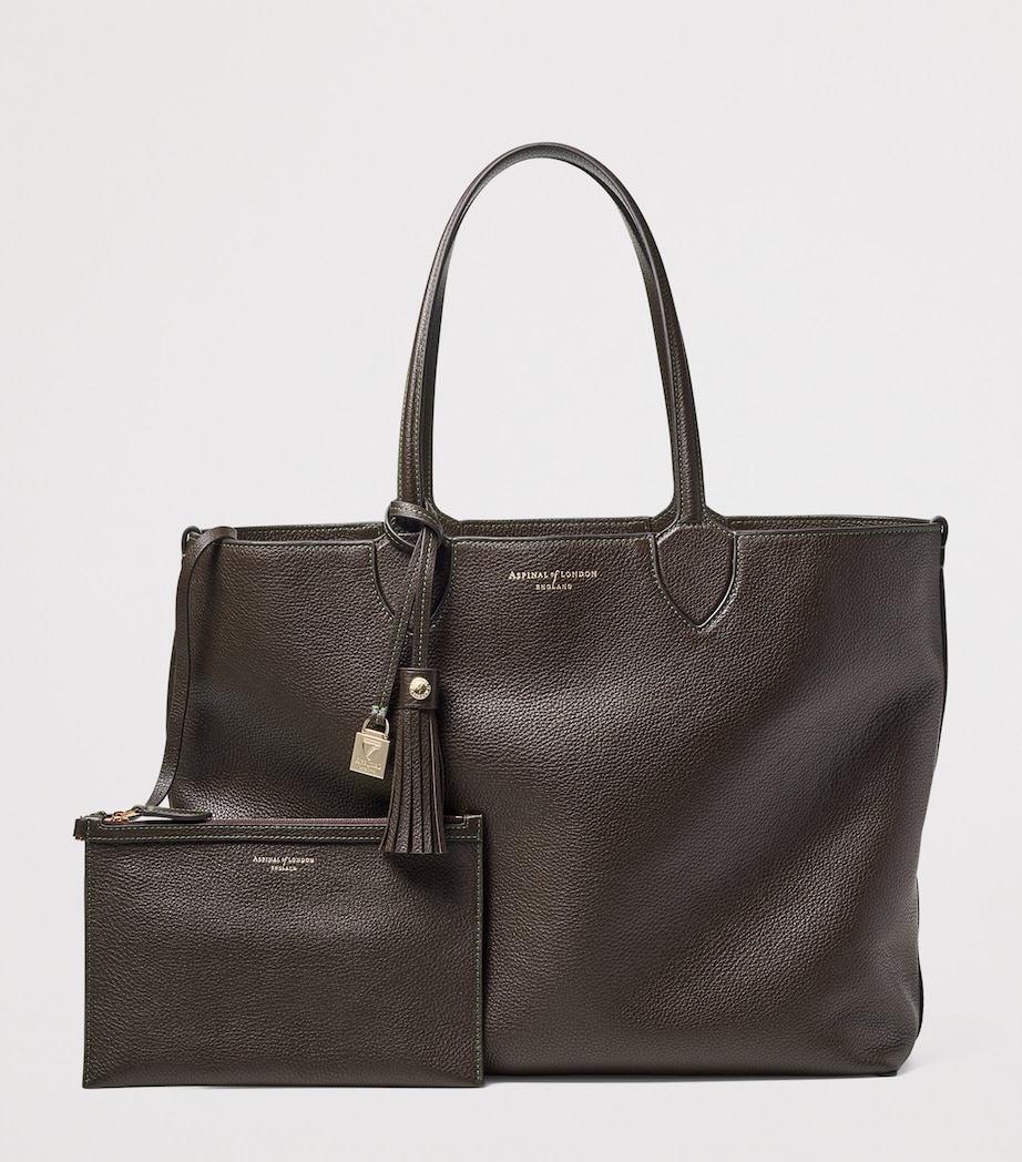 Oversized Leather Hudson Tote Bag DARKBROWN Image 3
