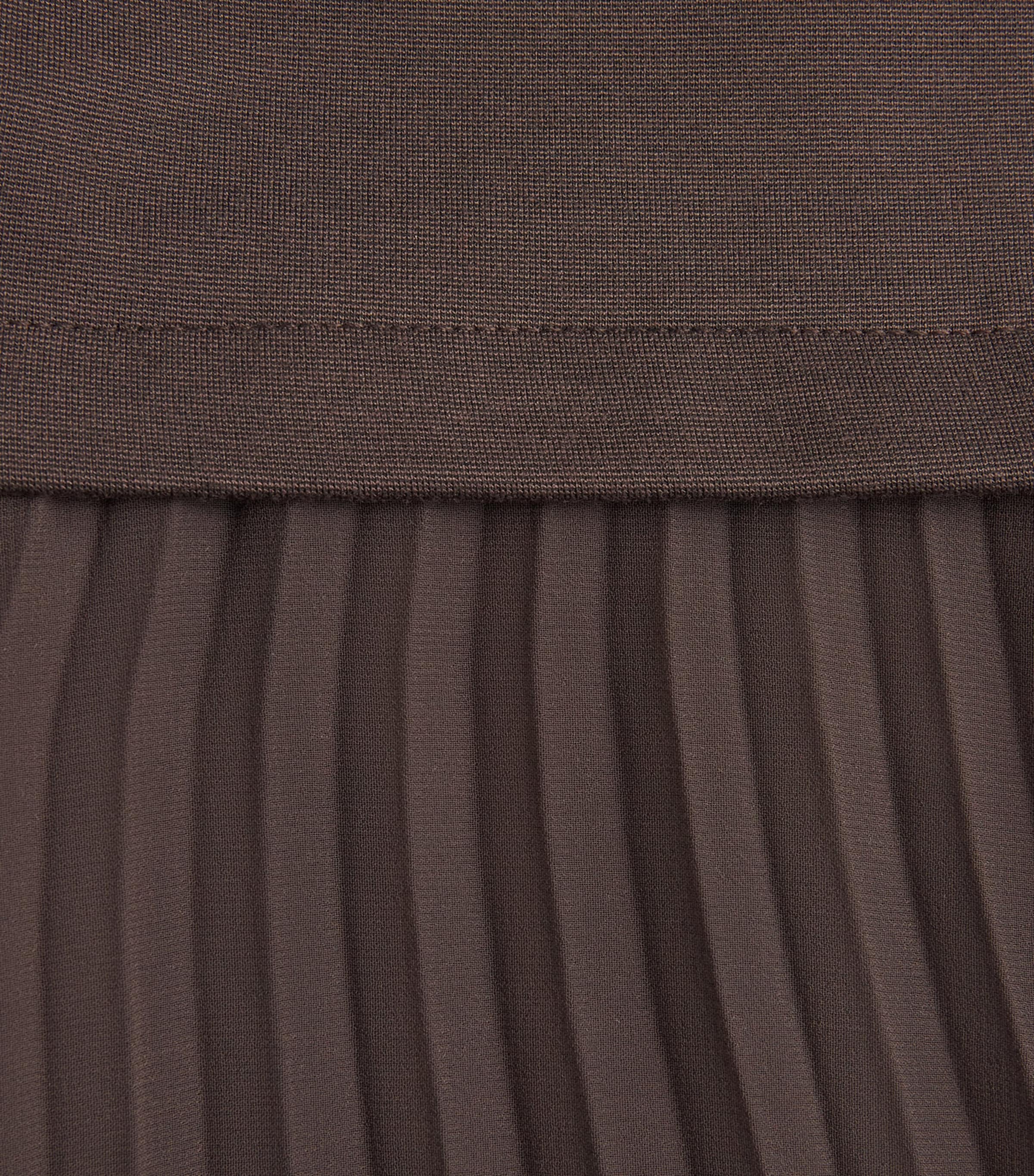 Claudie Pierlot Womens Ruched Pleated-Skirt Dress Chocolate Image 6