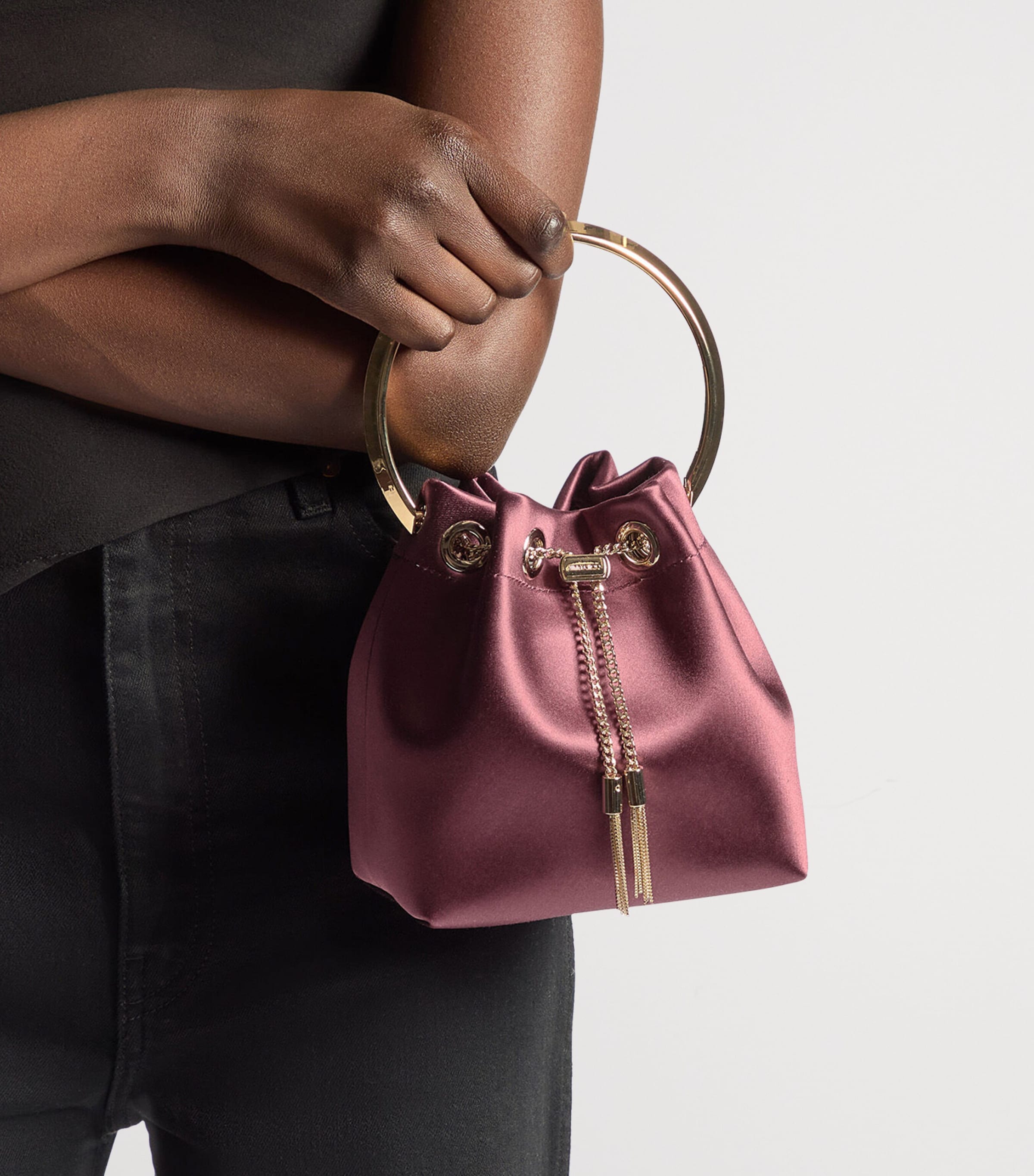 Jimmy Choo Satin Bon Bon Top-Handle bag Deep Merlot/light Go Image 2