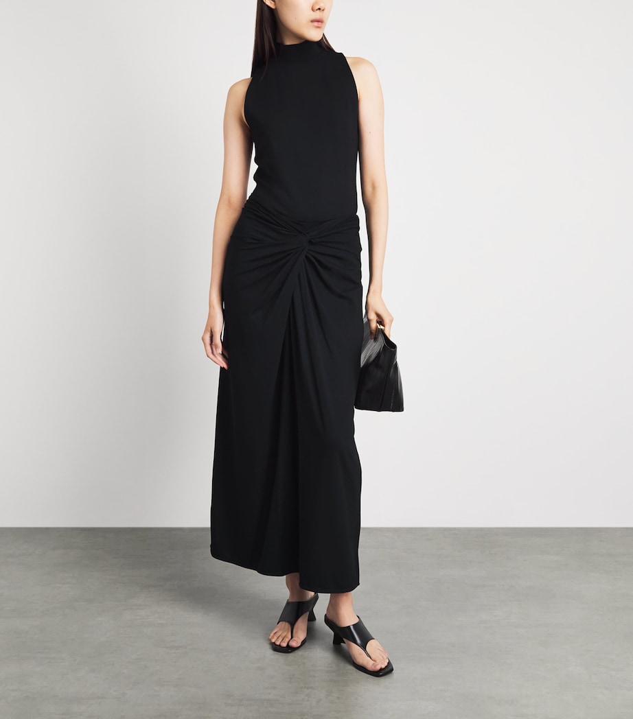 ME+EM Womens Jersey Knot Maxi Skirt Black Image 2