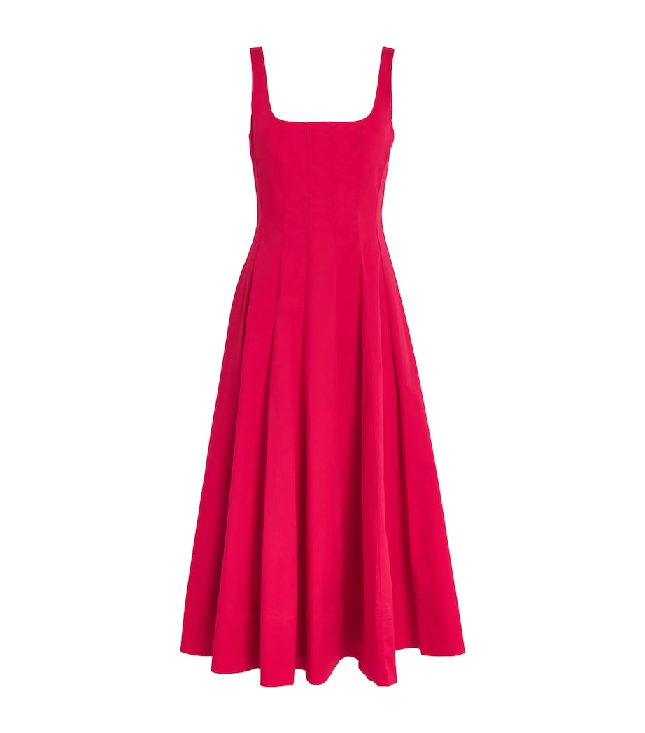 STAUD Red Sleeveless Wells Midi Dress | Harrods US STAUD Red Sleeveless Wells Midi Dress | Harrods US