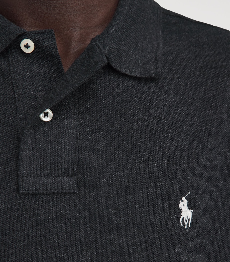 Polo Ralph Lauren Mens Cotton Mesh Polo Shirt Blk Marl Hther Image 3