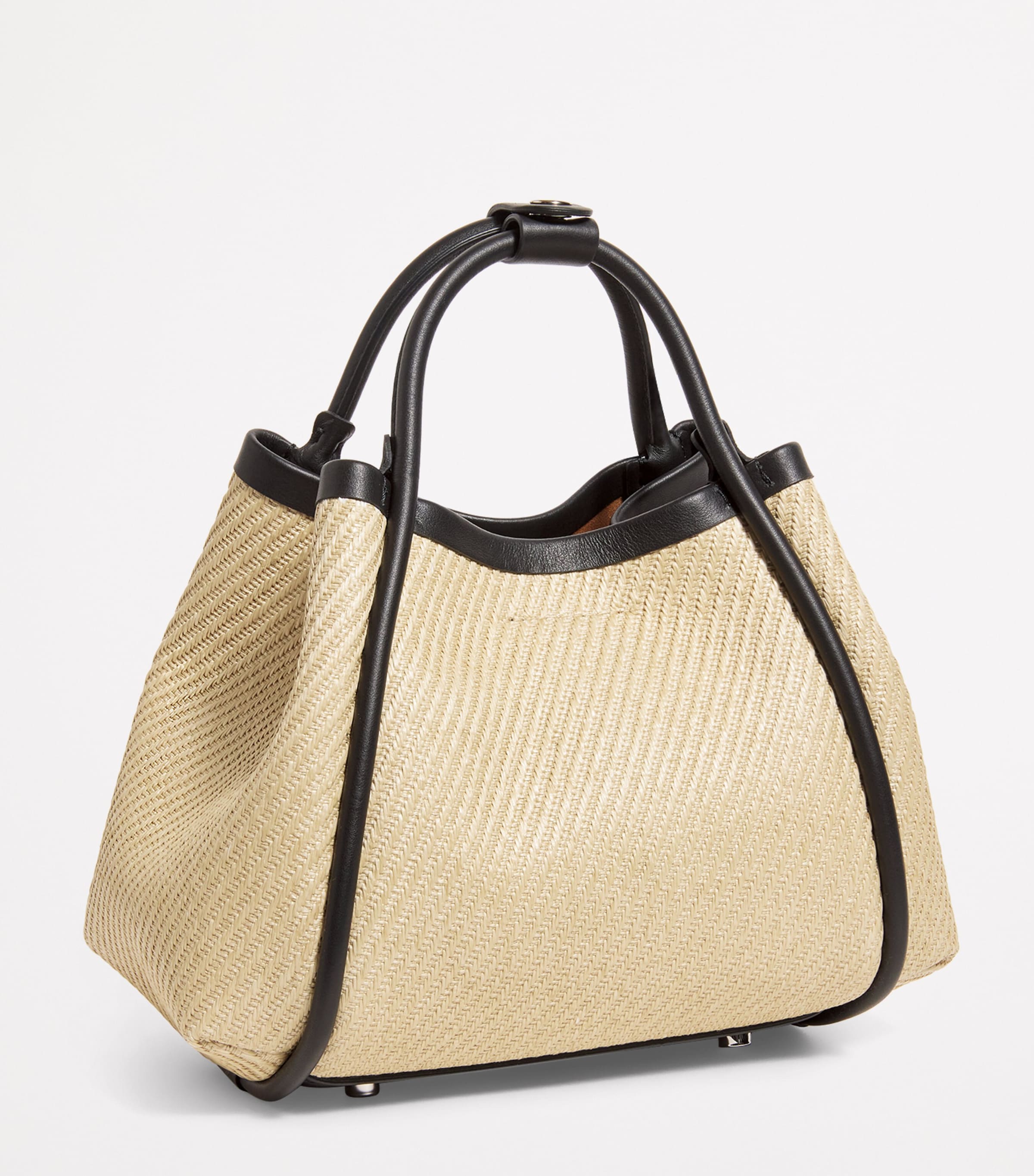 【MaxMara】Borsa Marine extra small in tessuto effetto rafia Extra-Small raffia-look fabric Marine bag, dark brown