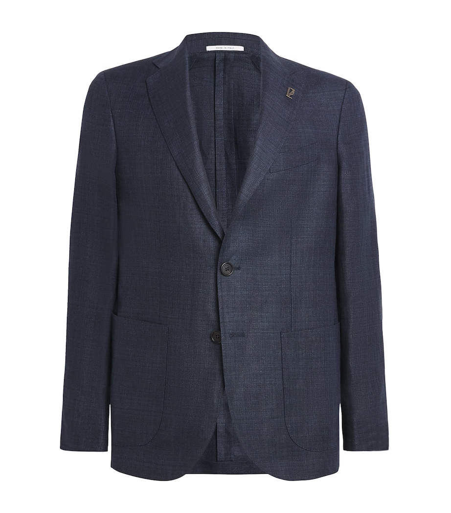Pal Zileri Mens Linen-Wool Brera Blazer Blue Navy Image 1