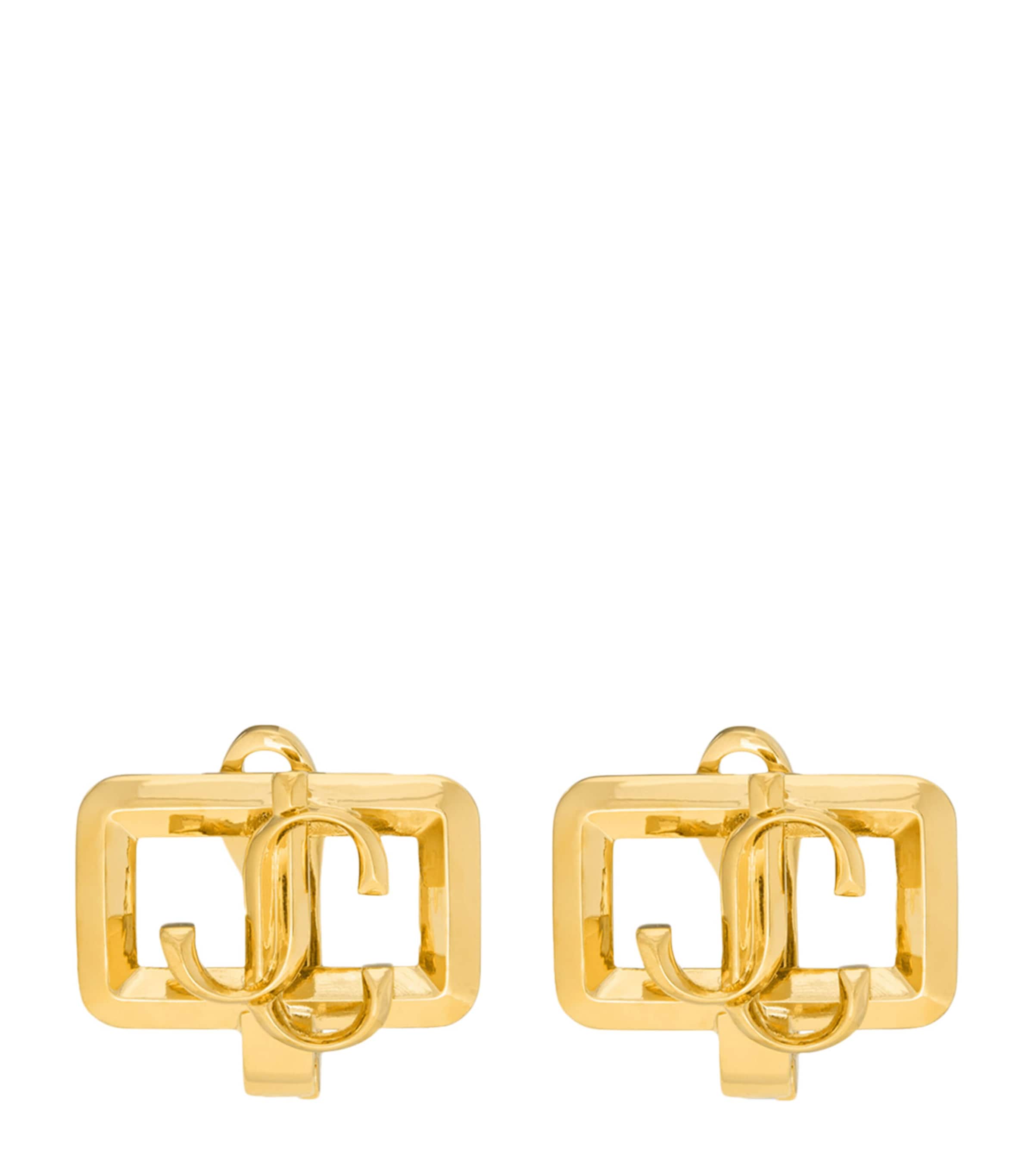 JIMMY CHOO SQUARE JC STUD EARRINGS 
