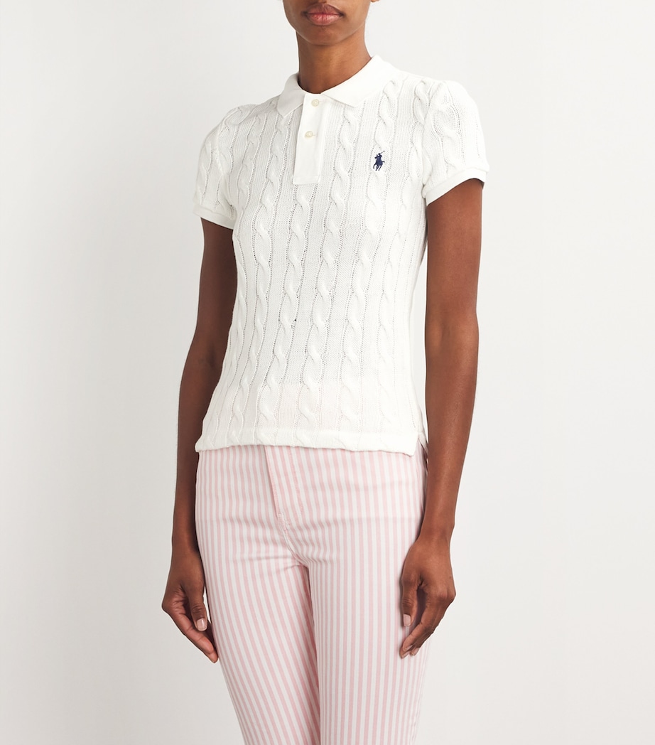 Cable-Knit Polo Shirt WHITE Image 3