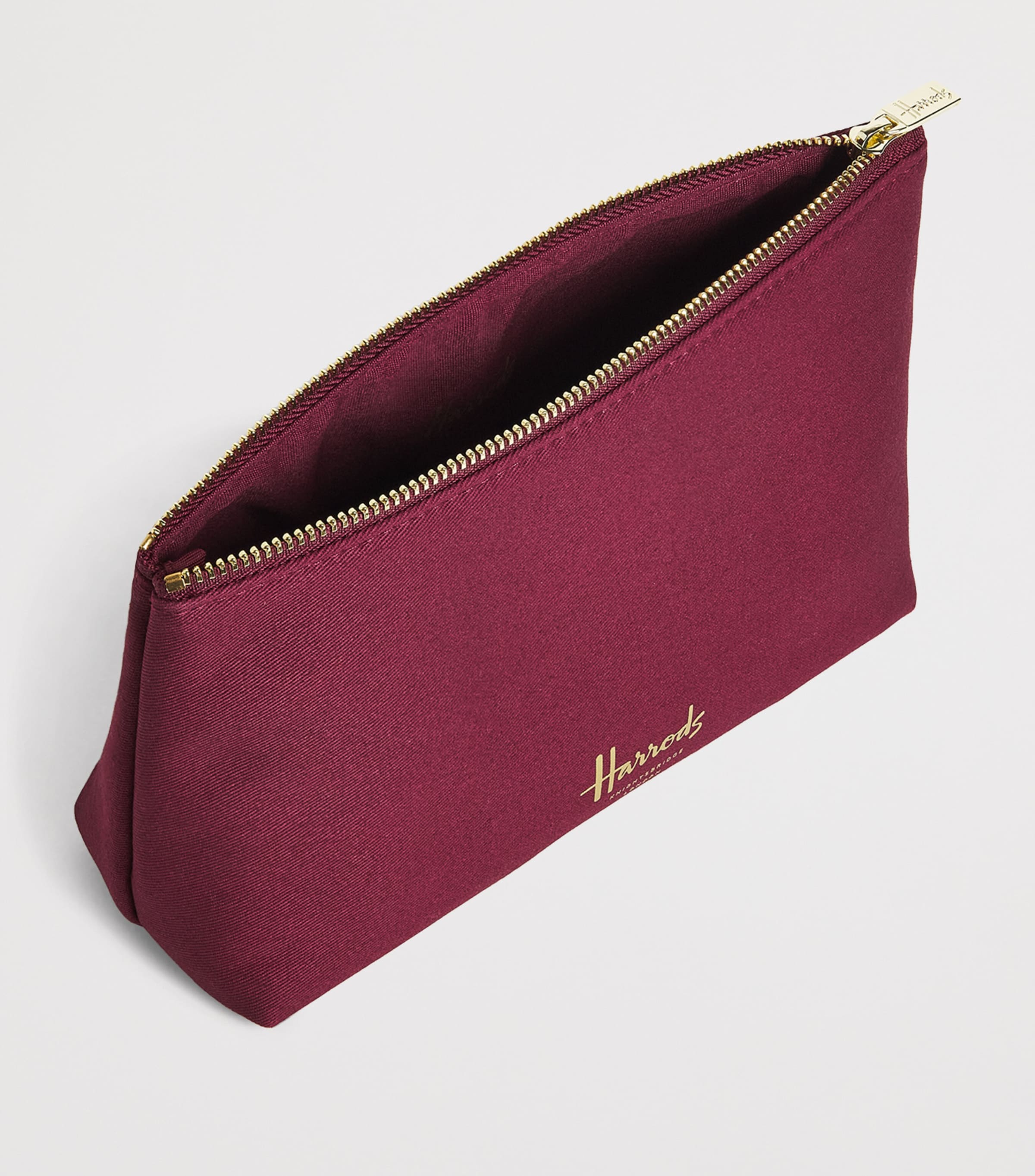 Harrods Small Cotton Logo Cosmetics Bag Burgundy Image 2